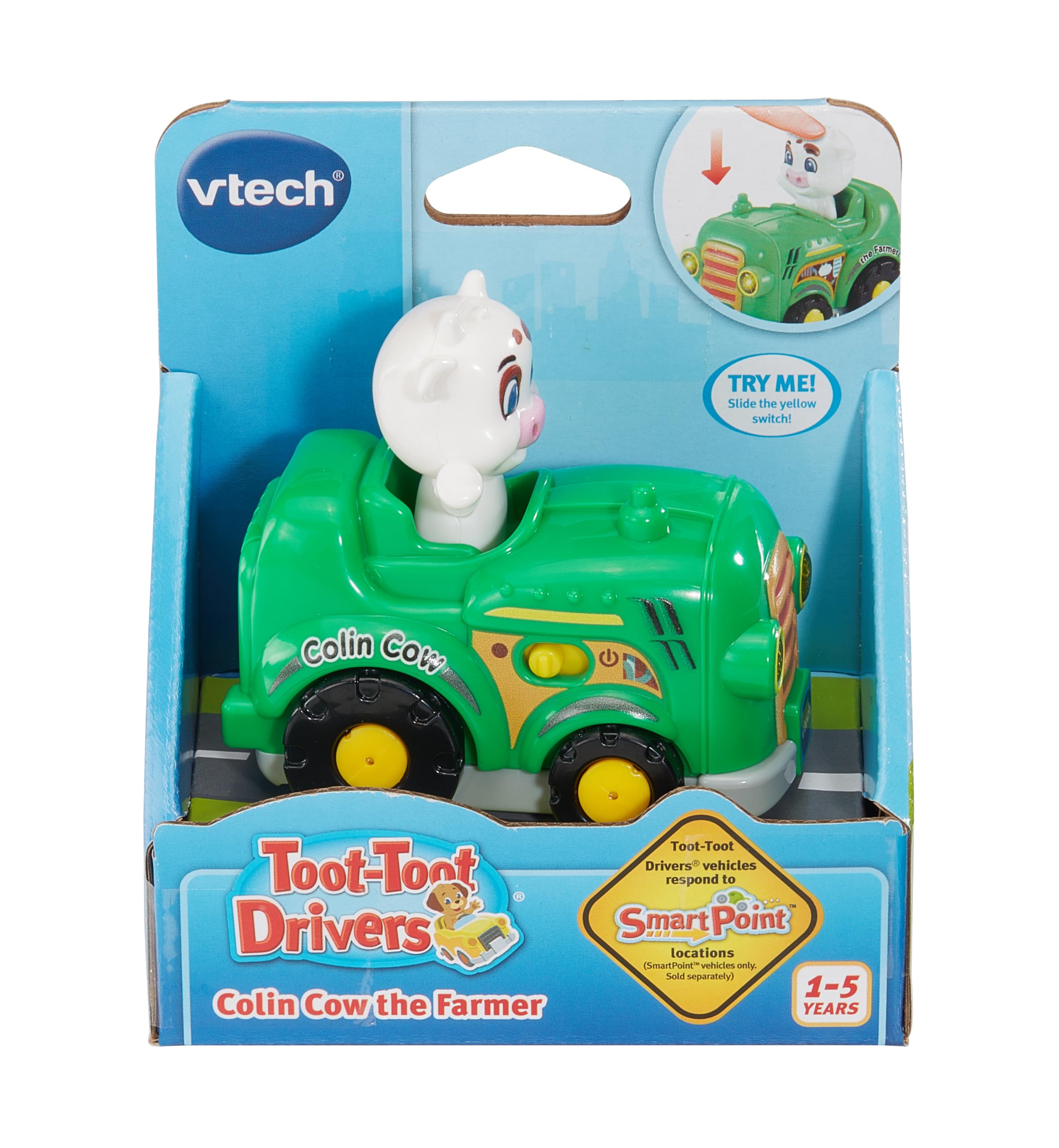 VTech Toot-Toot Drivers Colin Cow the Farmer, Interactive Toddlers Toy, Pretend Play with Lights and Sounds - Image 3