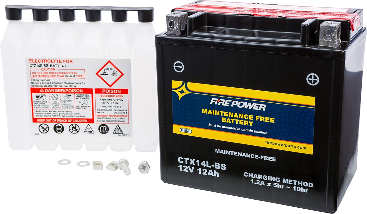 WPS Maintenence Free Sealed Battery - YTX14L-BS CTX14L-BS