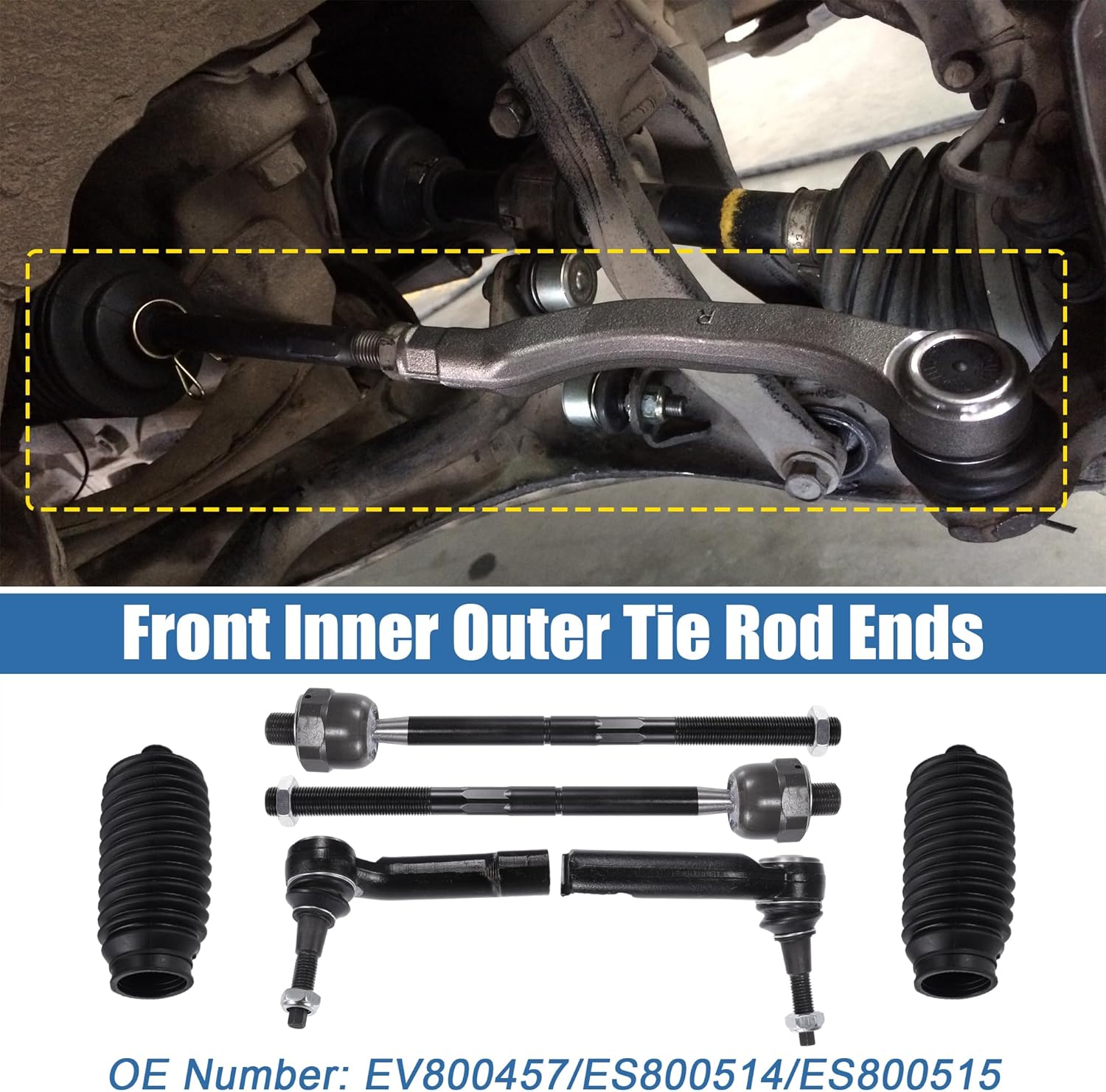 X AUTOHAUX 6pcs Front Inner Outer Tie Rod Ends Kit Suspension Steering Tie Rod End for Ford Expedition for Ford F-150 for Lincoln Navigator Drag Link No.EV800457/ES800514/ES800515