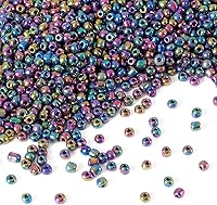 Vista 1 de Craftdady 6/0 cuentas de semillas de vidrio de 0.157 in aproximadamente 4500 piezas metálicas brillantes pequeñas cuentas espaciadoras sueltas