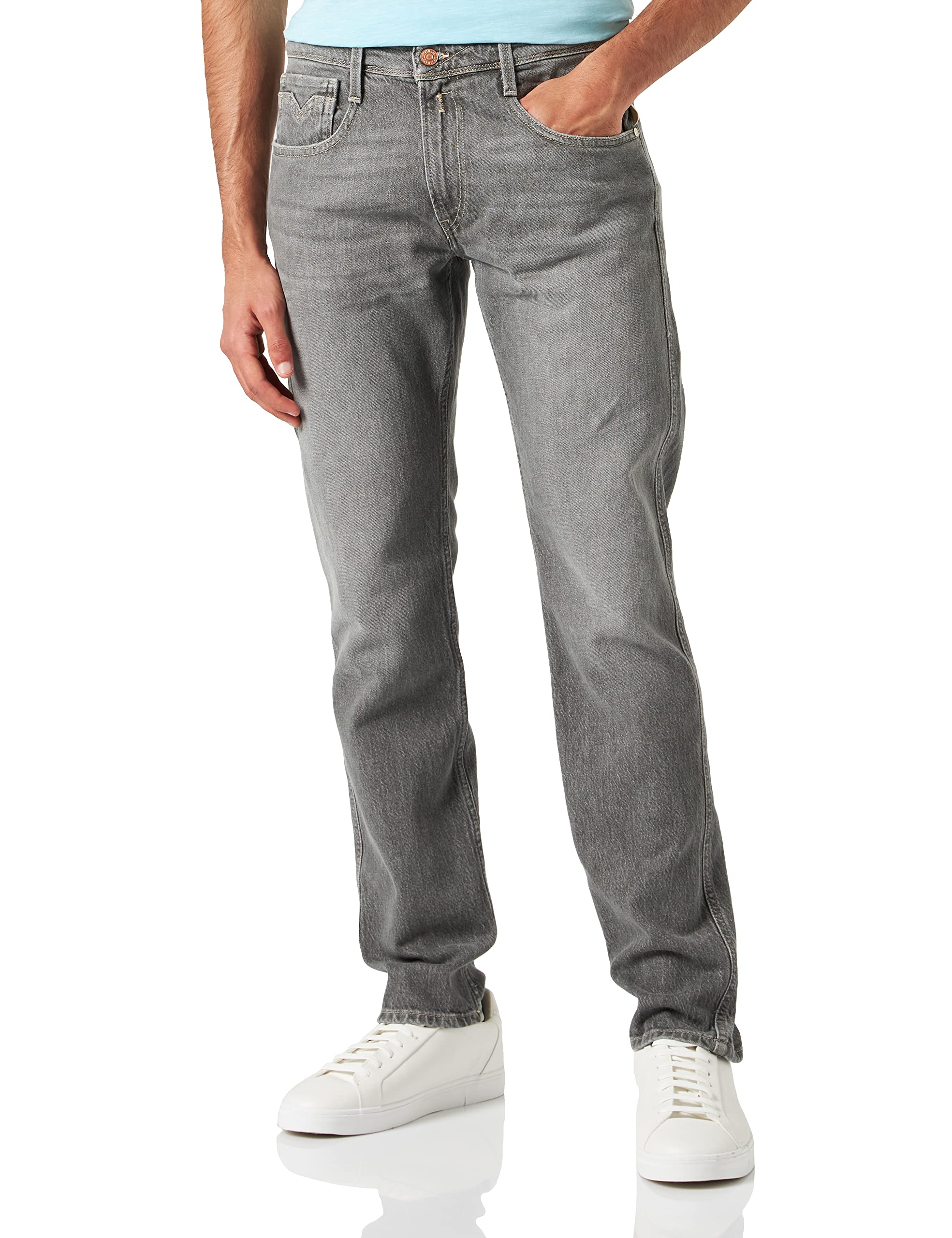 Replay Herren Jeans Anbass Slim-Fit, Forest Grey Delavè 222 (Grau), 29W / 32L