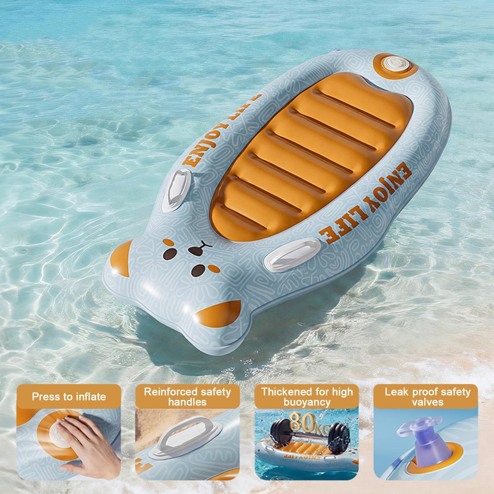 Planche de surf gonflable pour avec poignées | Planche de bodyboard pour enfants, lac, parc aquatique, camp d'été, voyage, toboggan aquatique