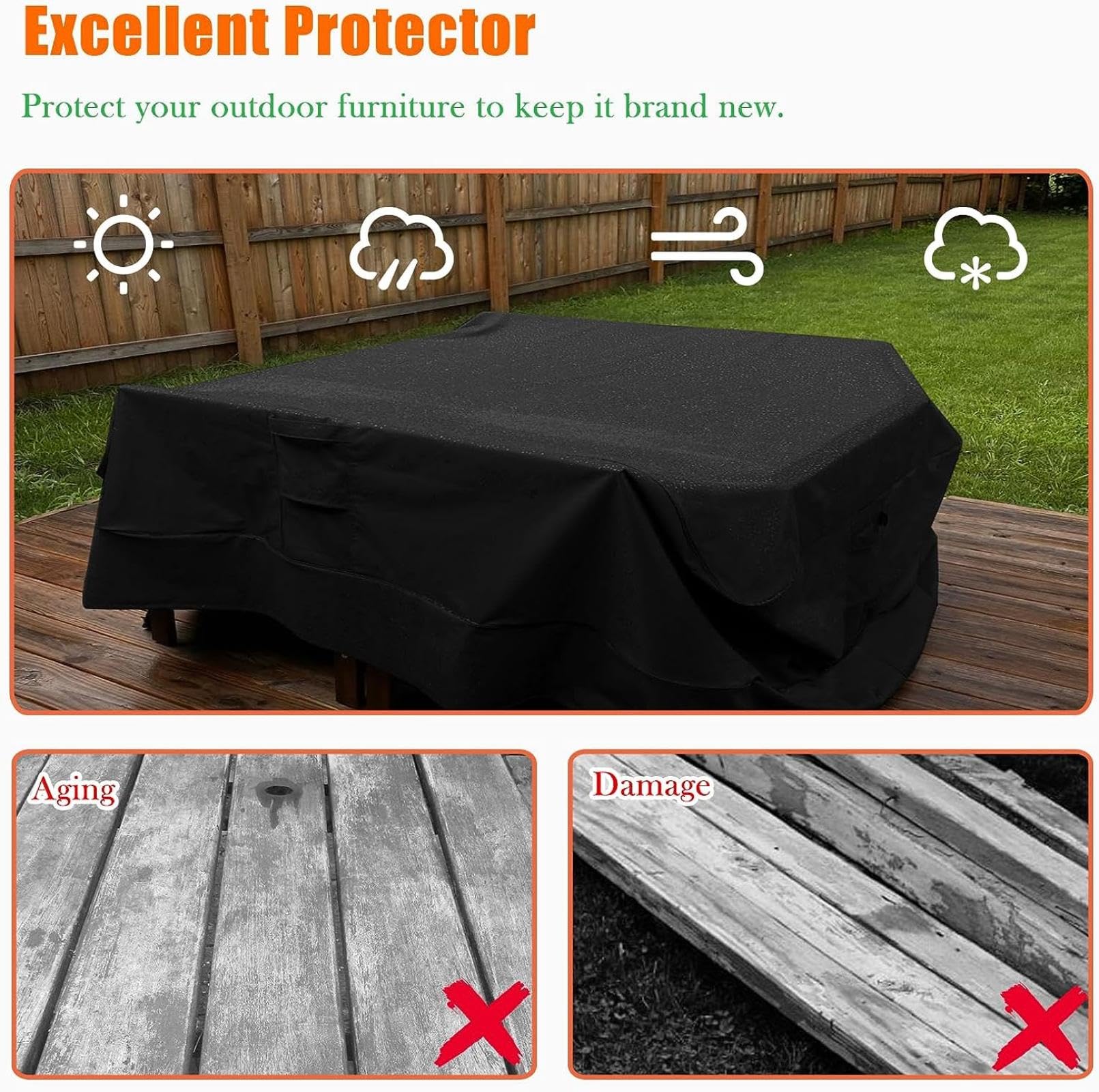 Futro zewnętrzne 160 x 115 x 85 cm wodoodporny ochraniacz na sofę ogrodową patio futrzana osłona na zewnątrz do zestawu do siedzenia