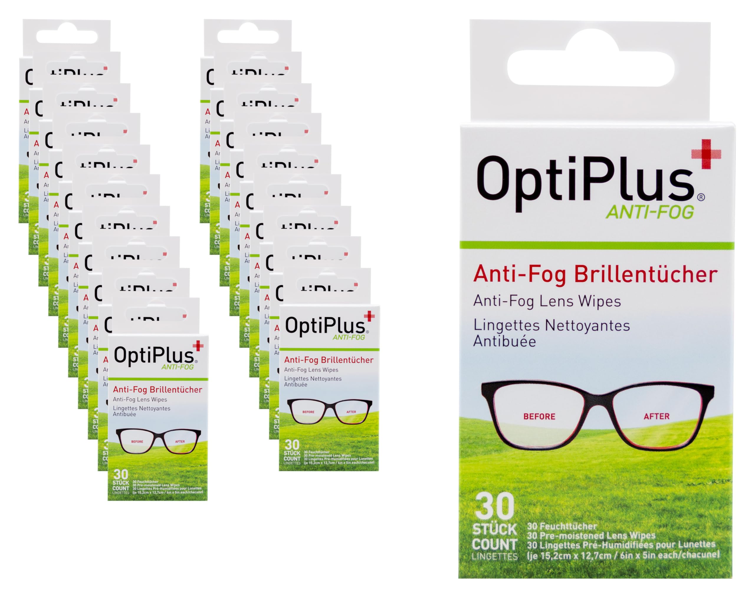 OptiPlus - Salviette per la pulizia degli occhiali, 600 pezzi, delicata e accurata pulizia delle lenti degli occhiali, protezione duratura per rivestimenti multipli, ideali per i viaggi o in viaggio