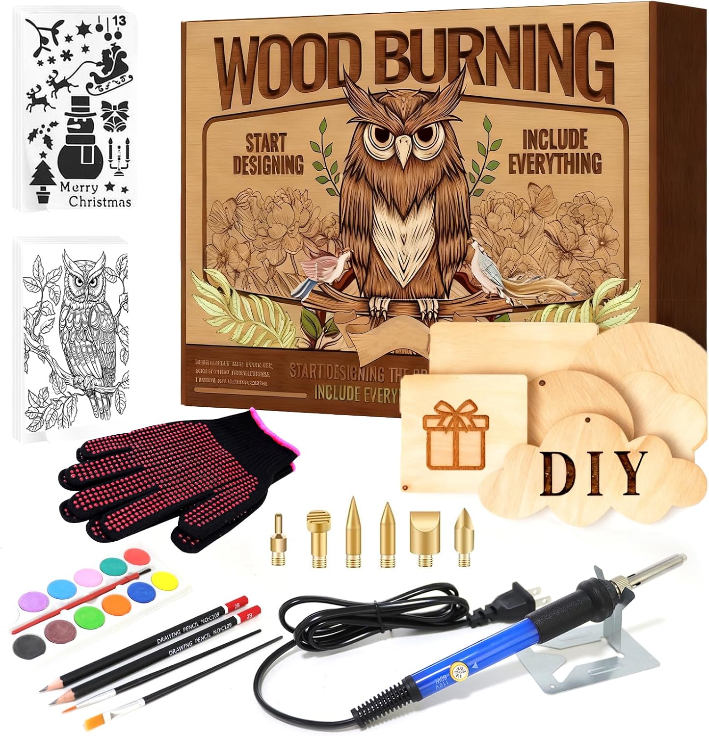 Arokimi Wood Burning Kit, Branding Irons Personalized for Wood Leather Branding Set,Wood Burning Kit Crafts Adults Christmas