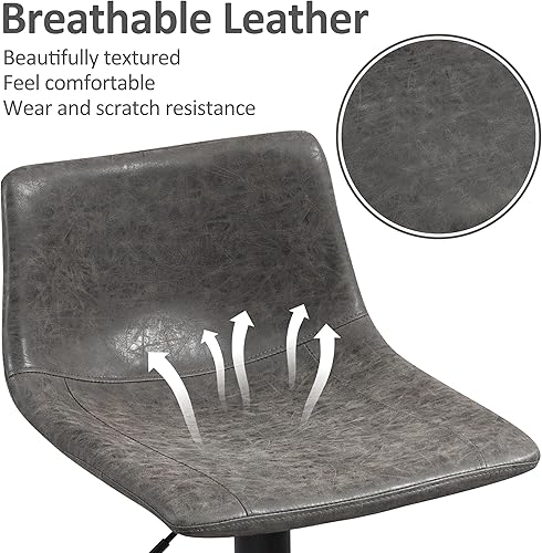 Miniatura 14 de Finnhomy Taburetes de bar modernos de piel sintética, juego de 2 taburetes de bar de altura de mostrador, taburetes de bar giratorios con reposapiés