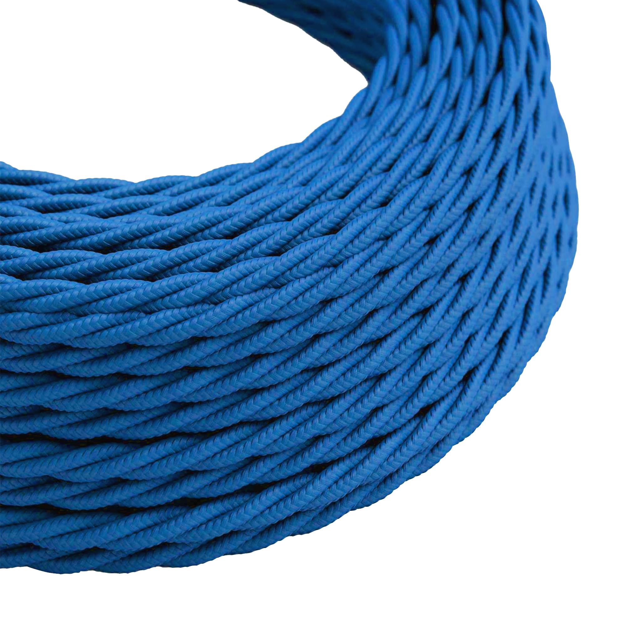 3m Braided Twisted Fabric Electrical Cable, 2 Core Cloth Covered Flex Lighting Cord 0.75mm, 9.84ft Vintage Style Lamp Wire for DIY Pendant Lights and Industrial Lighting Projects (Blue)