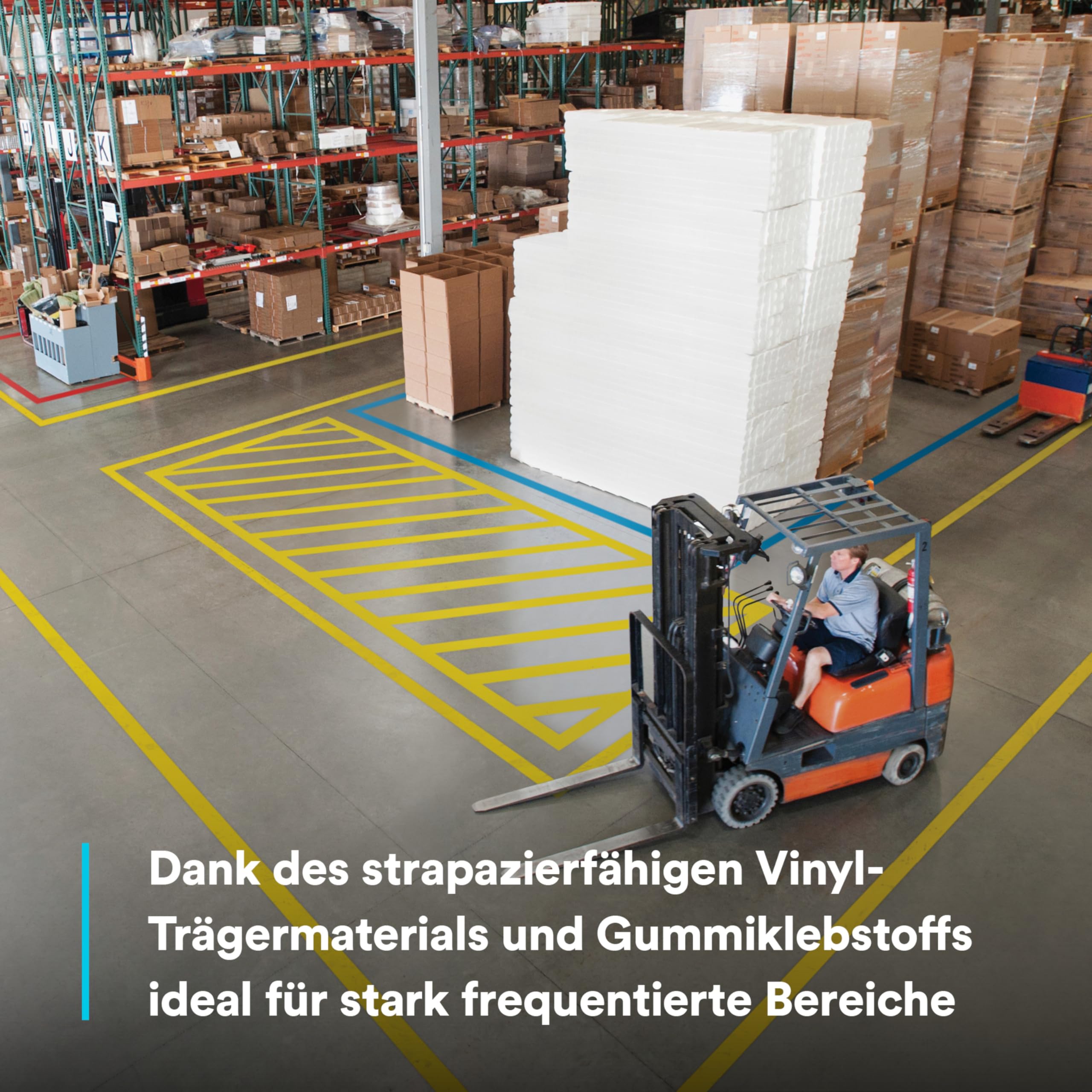 3M Langlebiges Bodenmarkierungsband 971, Blau, 50.8 mm x 32.9 m, 0.43 mm, Einzeln verpackt zur bequemen Entnahme