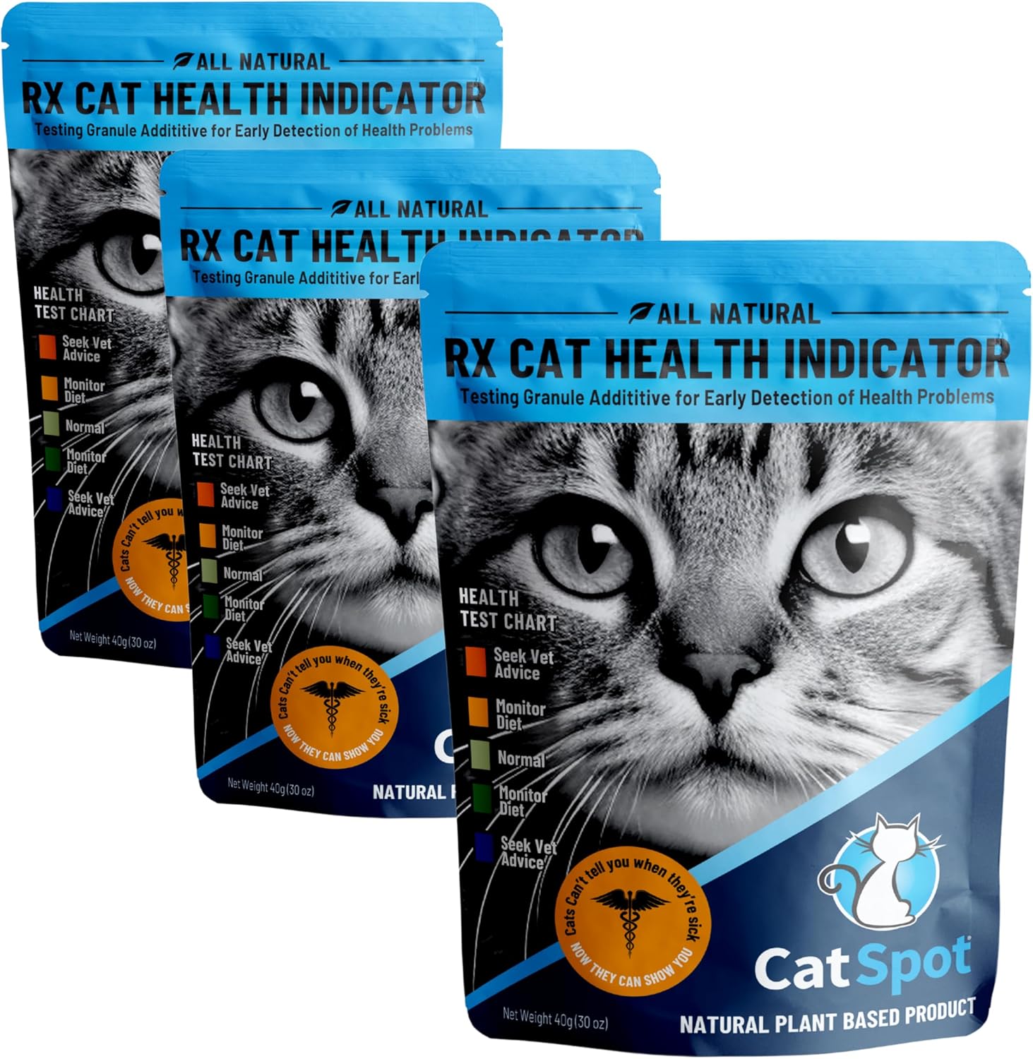CatSpot RX Cat Health Indicator | Cat Health Monitoring with Color Changing Indicators | Home Urine Testing Cat Litter Additive | 30g Total (10g x 3 Packs)
