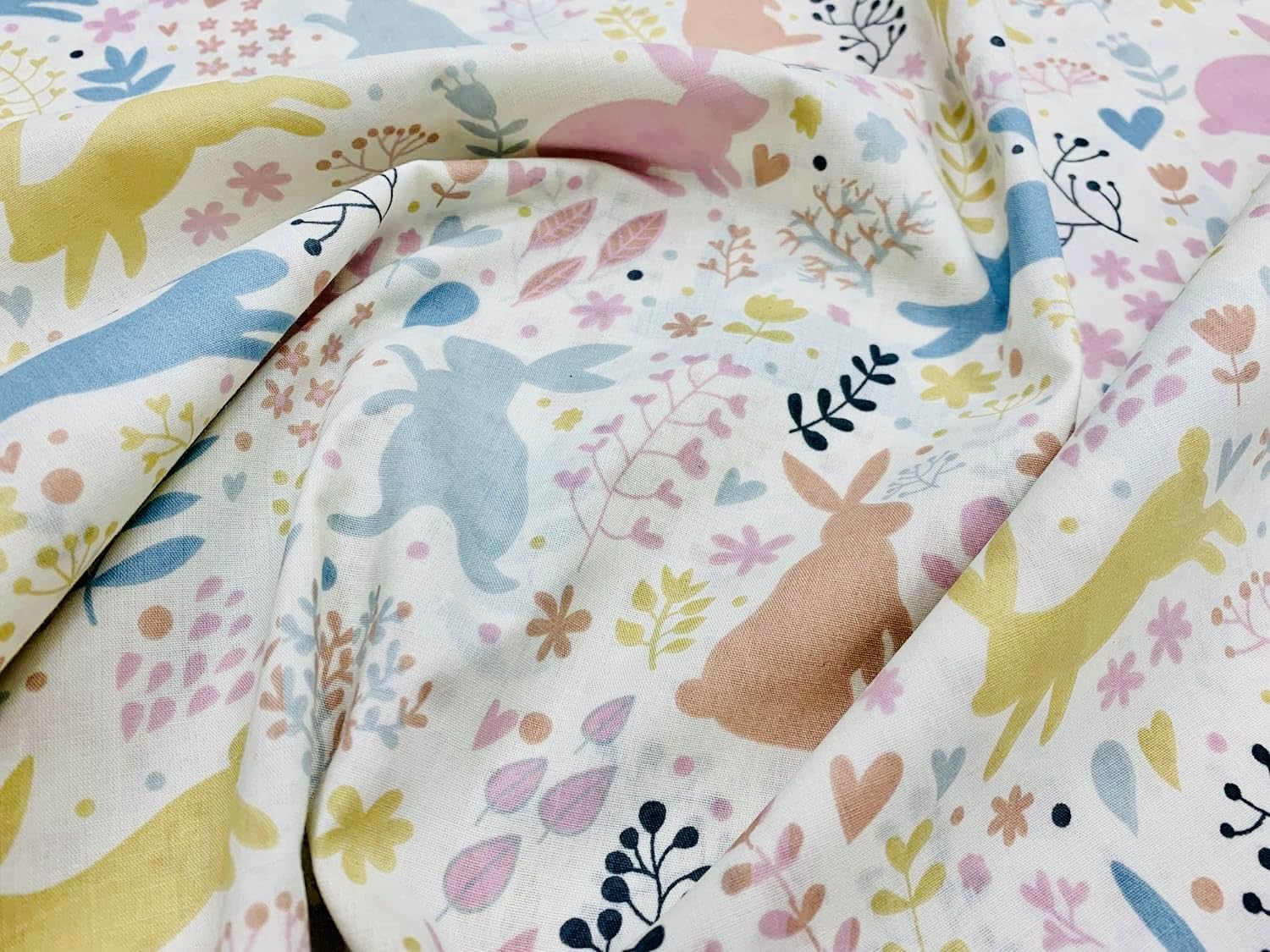 Simply Sew Crafty Cream I Polycotton Fabric - Cute Spring Easter Bunny Rabbits On Cream (Per Metre)- Sewing Quilting Dress Fabric - Simply Sew Crafty™… (, 1 Metre)