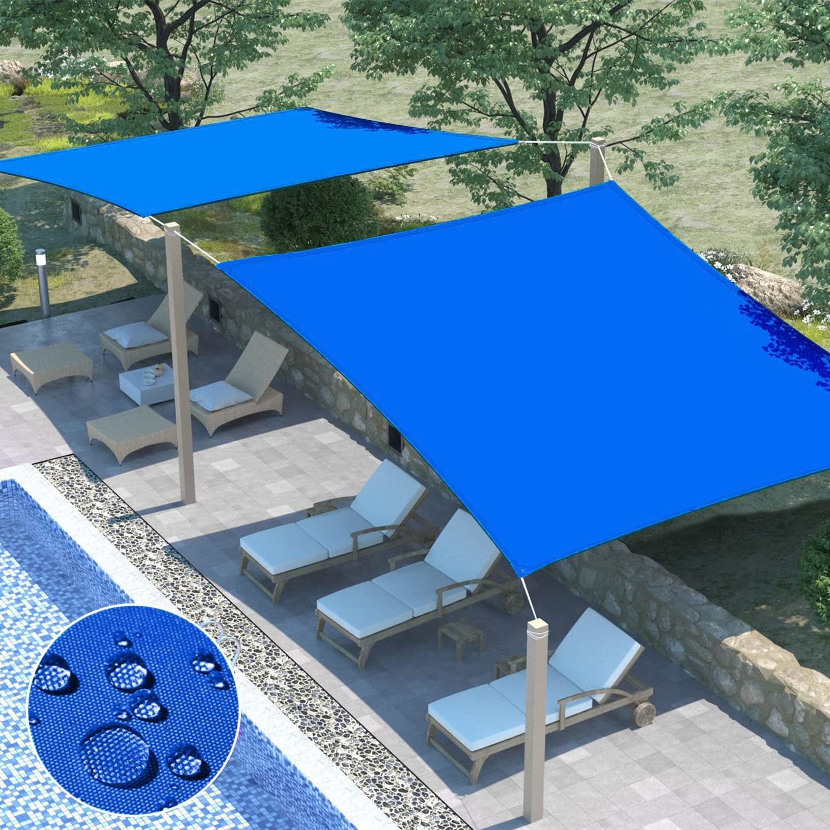 Sonnensegel Sonnenschutz 2 x 2 m Reißfest 98% Windschutz Schattiernetz Schattierungsnetz Garten mit Spannseilen für Pflanze/Gewächshaus/Scheune/Hof, Dunkelgrün