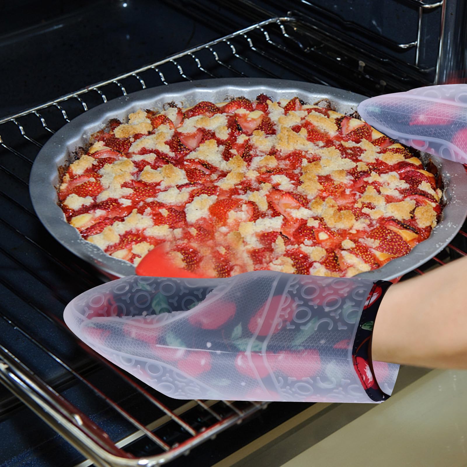 Didiseaon 4 Piezas Guantes de Horno de Silicona Navideños Resistentes al