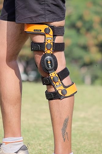 Miniatura 4 de KGOI ELITE - Rodillera, flexible, ajustable con bisagras de engranaje de acero inoxidable para ligamento, lesiones deportivas, artritis, alivio del