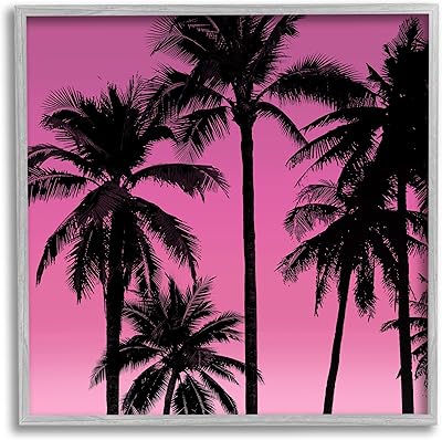 Stupell Industries Pink Tropical Sunset Palm Trees Framed Giclee Art, Design by Mia Jensen