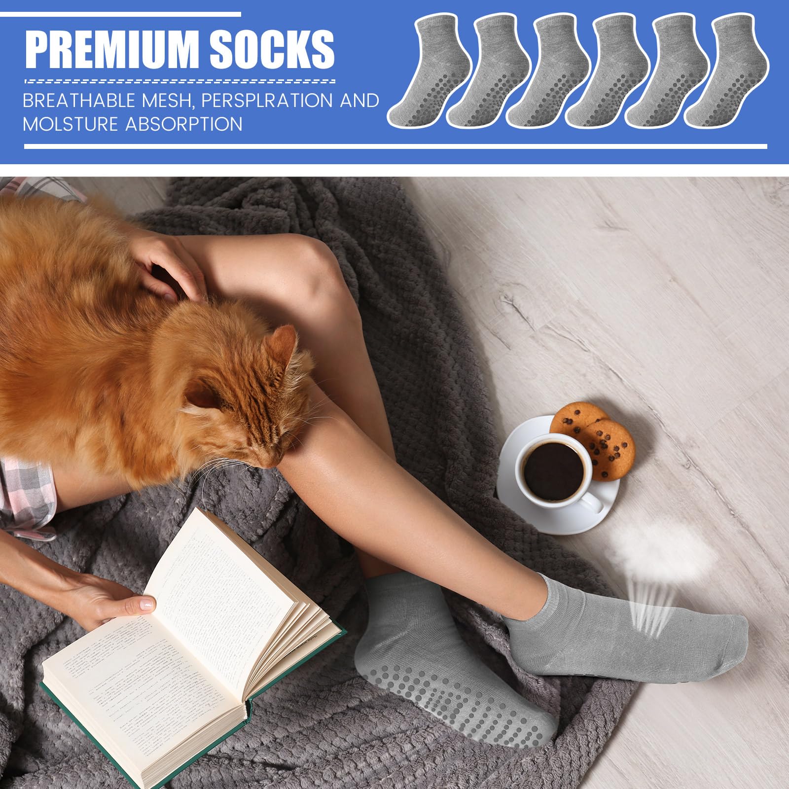 Liitrsh 60 pares de calcetines de agarre de pilates a granel, unisex, antideslizantes, para yoga, yoga, pilates, hospital