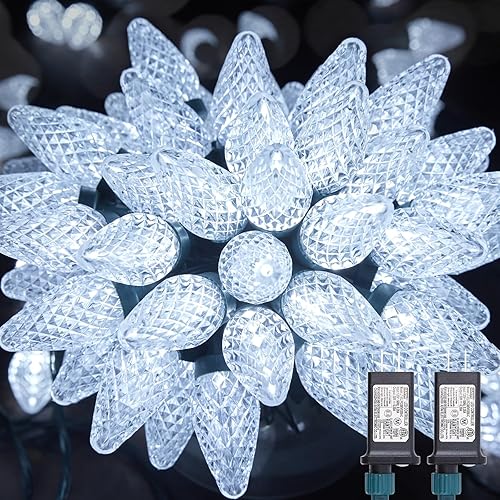 Miniatura 1 de Brightown Paquete de 2 luces de Navidad C9, total de 162 pies, 200 luces LED con temporizador y 8 modos, luces de hadas de alambre verde conectables