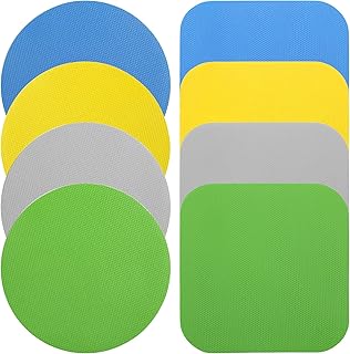 8pcs Jar Opener Grippers, Rubber Bottle Opening Pad Multifunctional Non Skid Jar Opener Silicone Heat Resistant Mat Kitchen Coaster for Seniors Women Kids Weak Hands (2 Shapes, 4 Colors)