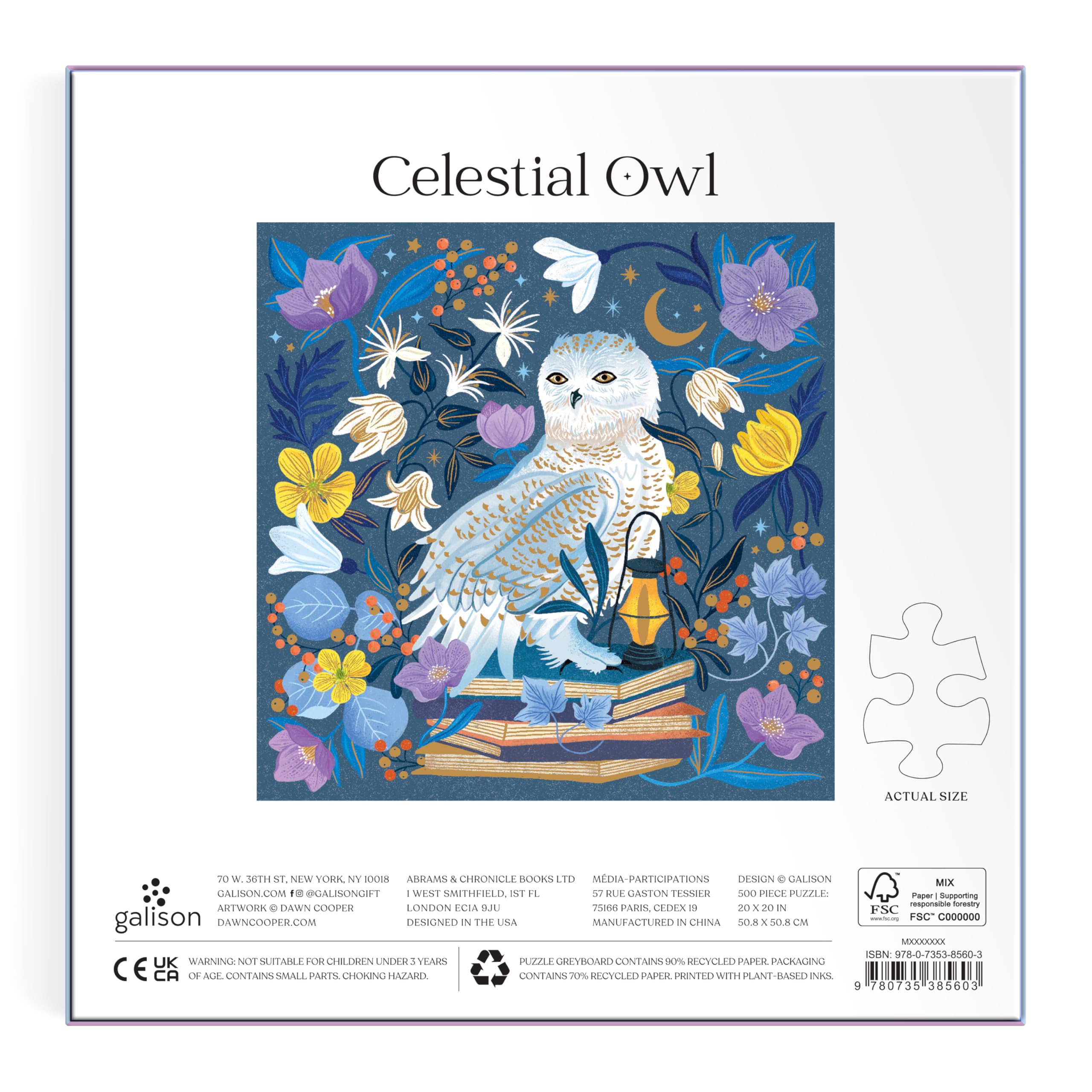 Amazon.com: Galison Celestial Owl – 500 Piece Foil Jigsaw Puzzle