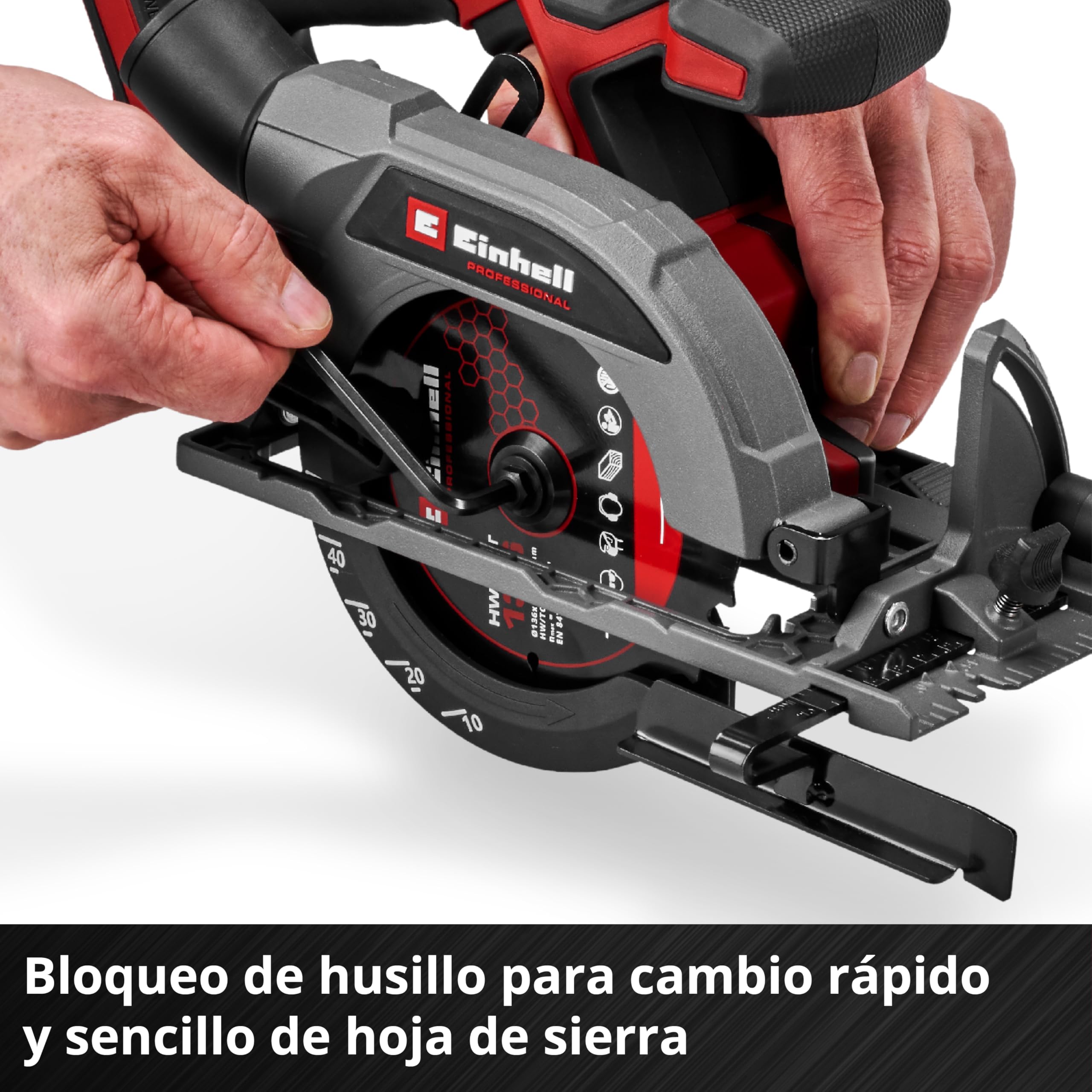La sega circolare manuale Einhell Professional TP-CS 18/136-C Li BL - Solo Power X-Change (18 V, lama Ø 136 mm, Brushless, profondità di taglio 51 mm, installazione senza attrezzi, batteria esclusa)