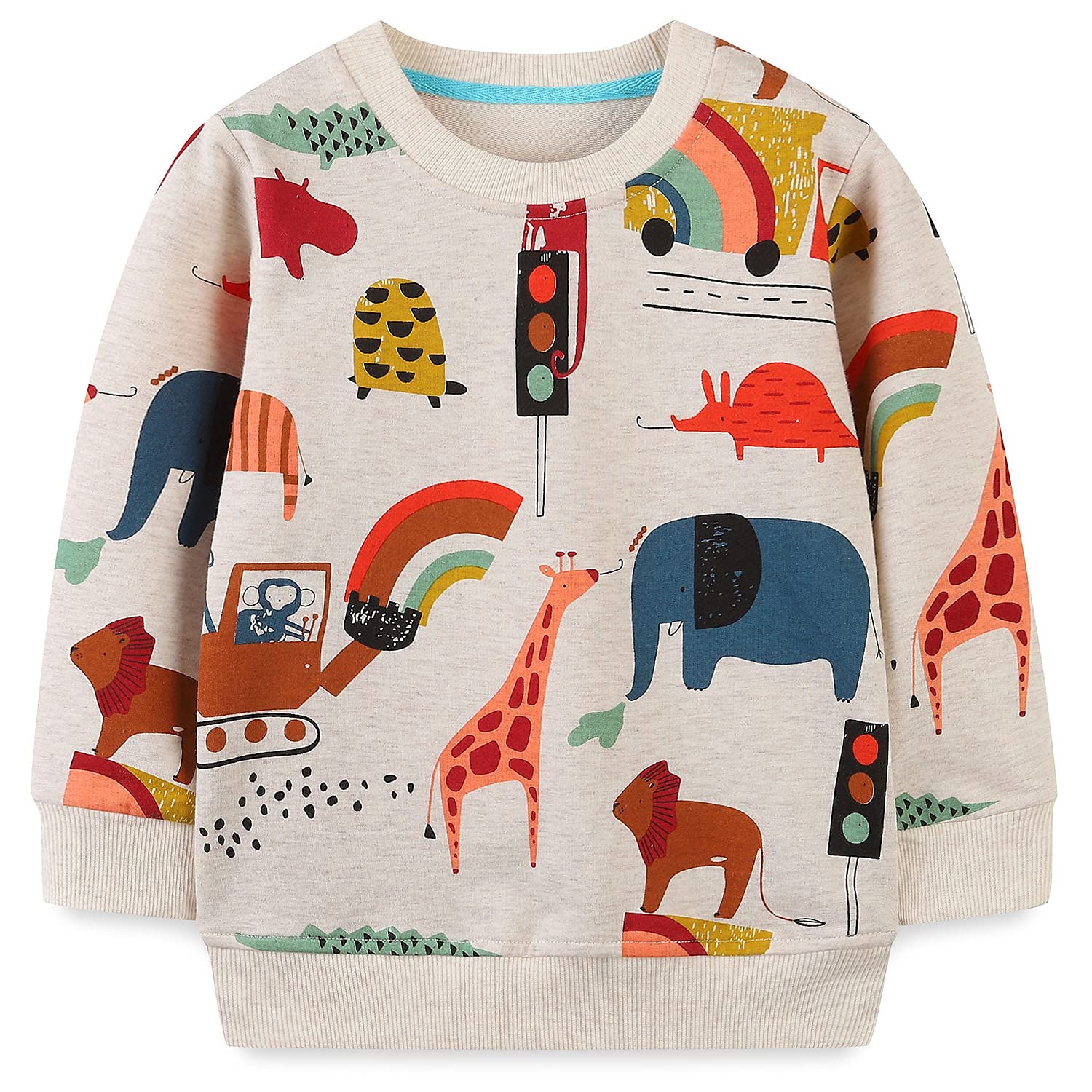 Bumeex Toddler Boys Crewneck Sweatshirts Cotton Long Sleeve Shirt Tops 2-7Y