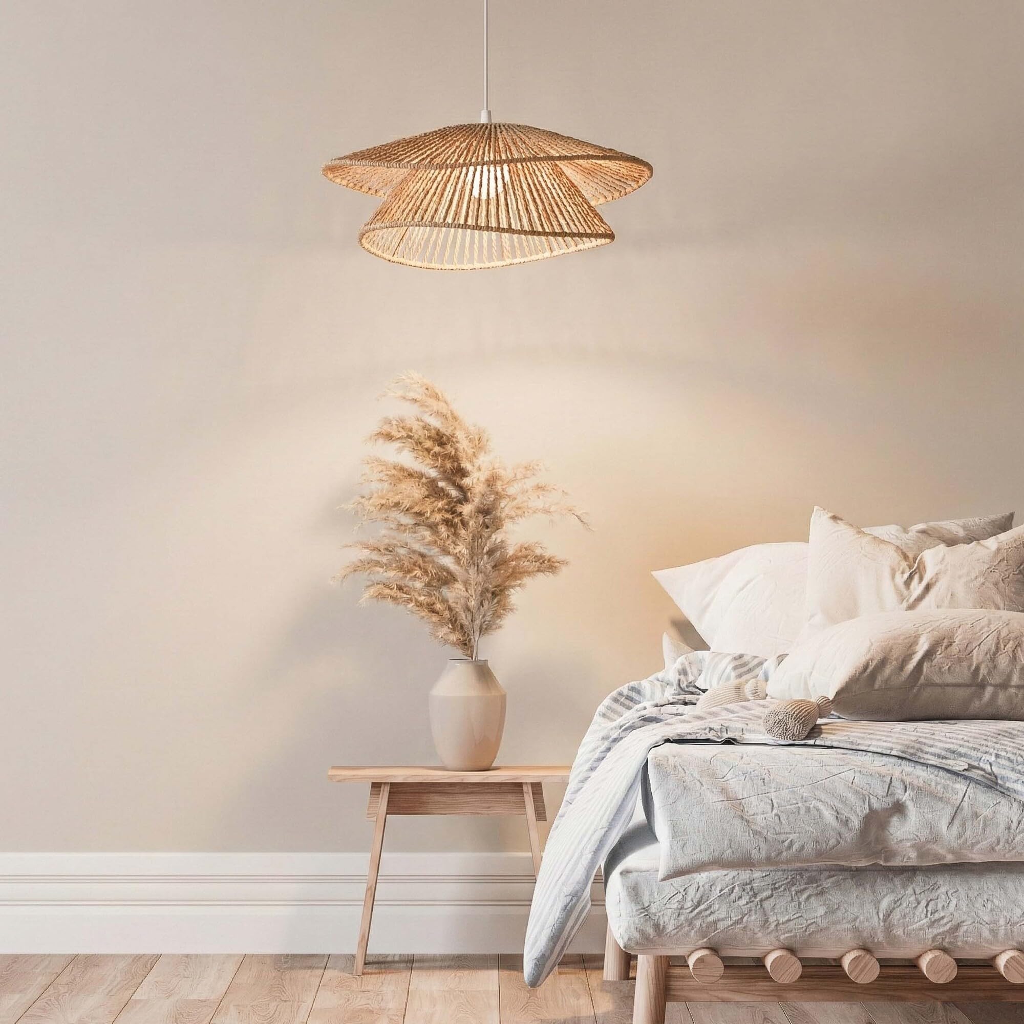 Boho Deckenlampe Hängend, Esszimmerlampe mit E27 Fassung und Lampenschirm Boho, Pendelleuchte für Wohnzimmer und Schlafzimmer, model ARILAS