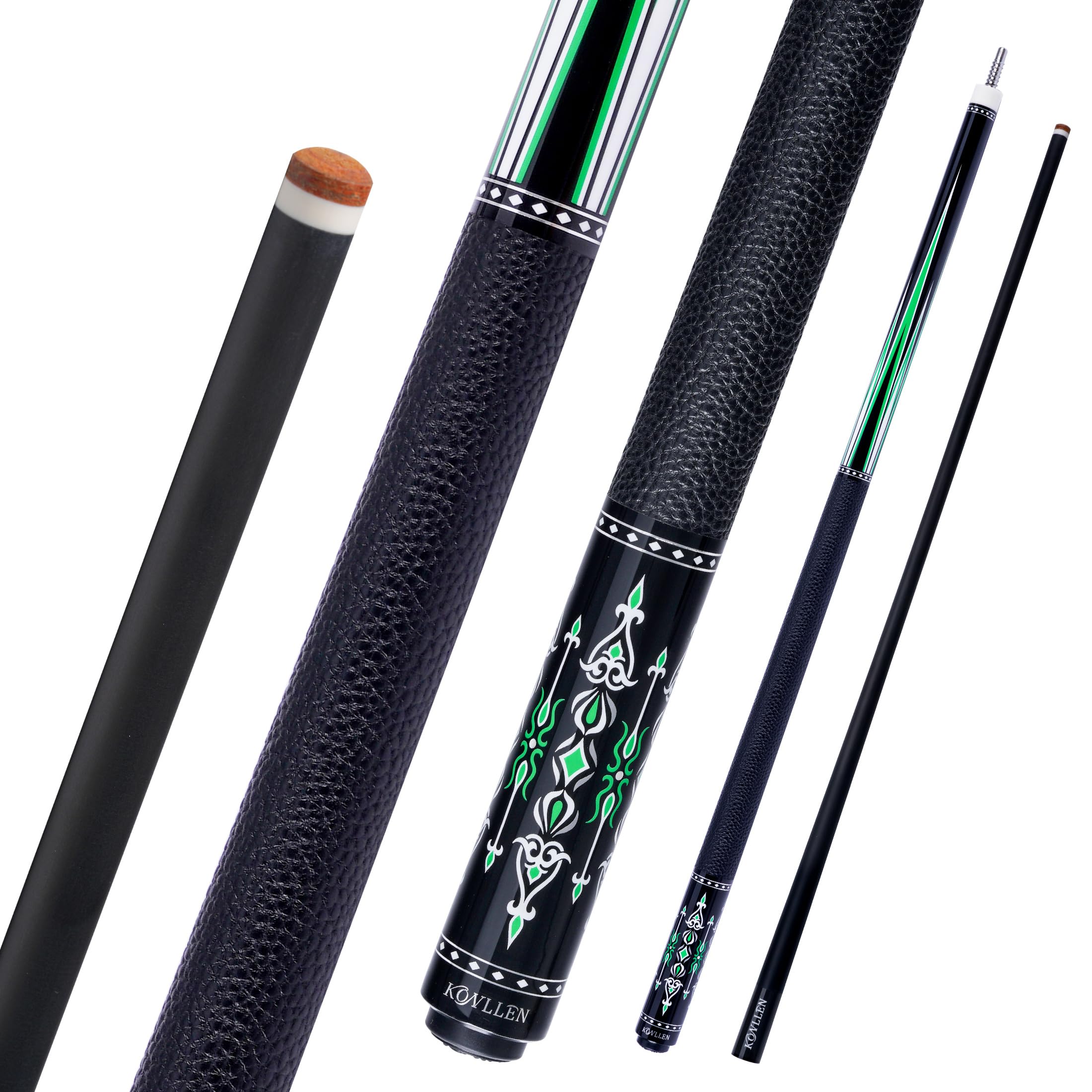 KONLLEN Carbon Fiber Pool Cue Stick 58-inch Professional Pool Sticks for Adults Full Carbon Technology Low Deflection Pool Cue Billiard Cues with 12.5mm Tip (Easy to Control, Pro Taper, Ultra-Smooth)