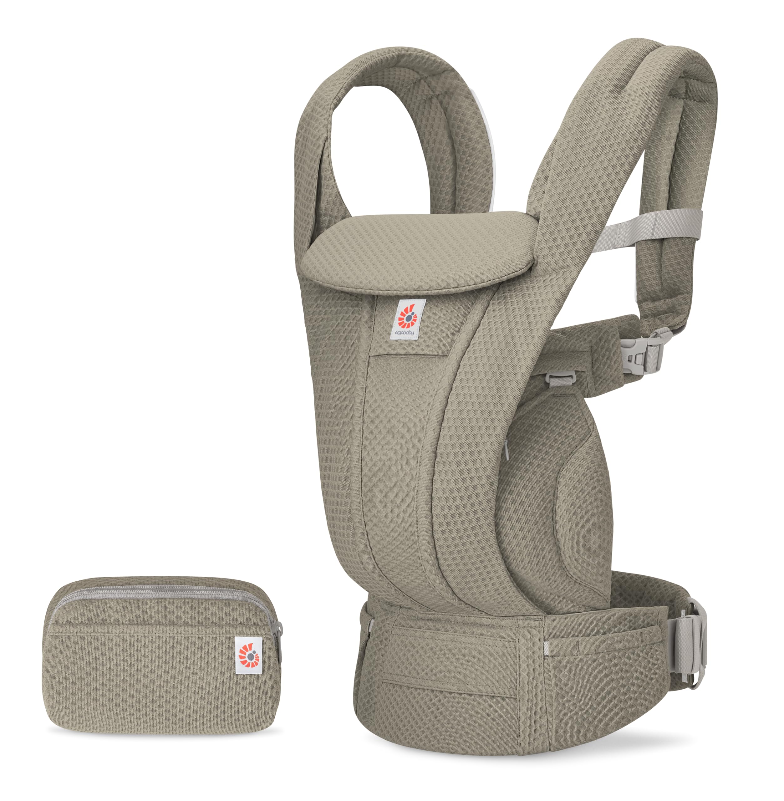 Ergobaby Omni Deluxe All-in-One Babytrage für Neugeborene ab Geburt bis 20kg, Ergonomische 4-Positionen Mesh Babytrage Rückentrage Baby-Tragetasche, Soft Olive