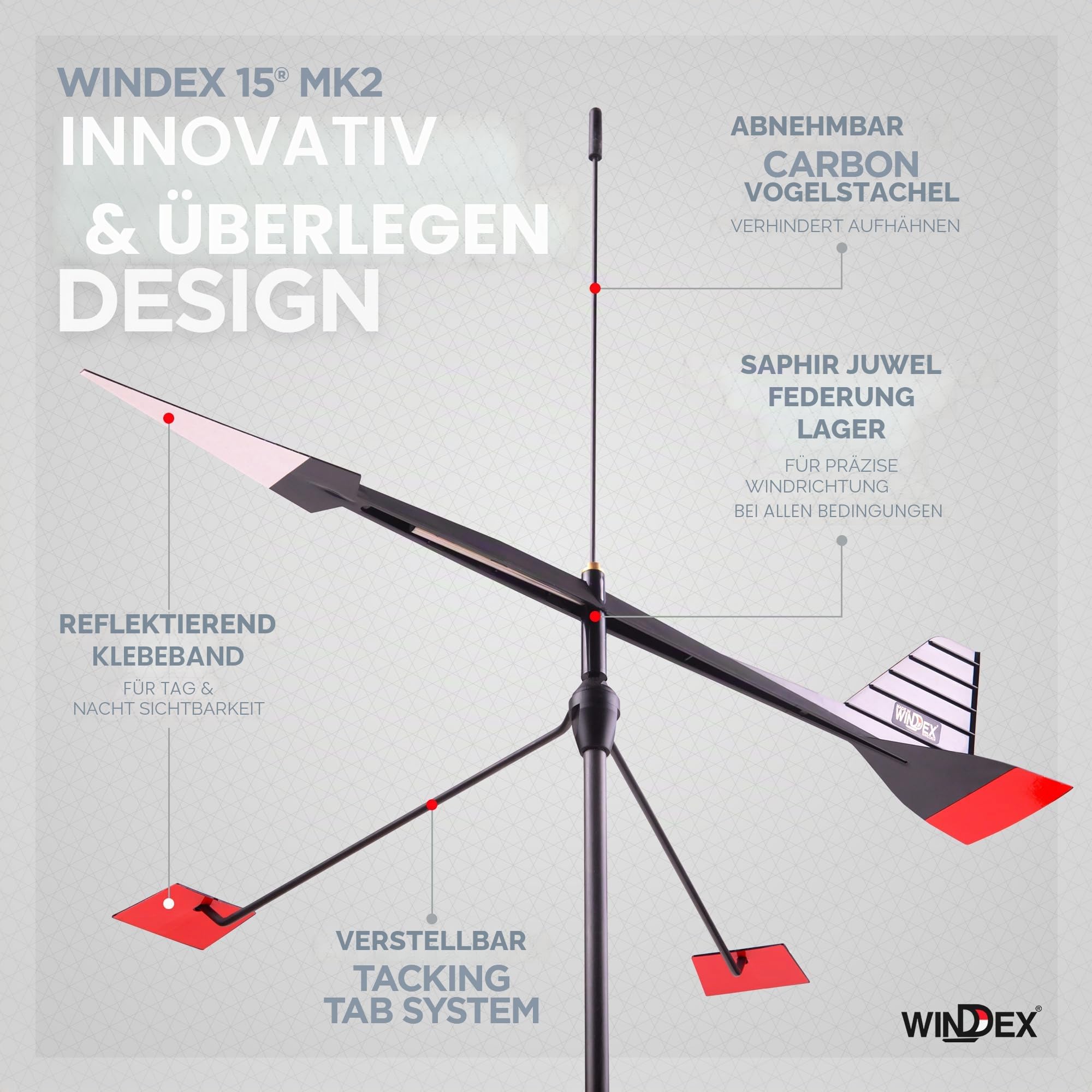 Windex 15 MK2 Vogelspike im Lieferumfang enthalten – Windrichtungsanzeiger für Segeln, Segelboot-Windanzeige, Bootszubehör, Windanzeiger für 4,5-12,7 m große Boote
