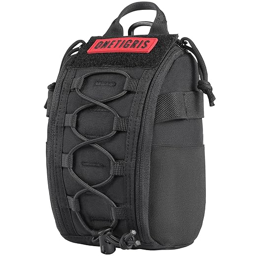 OneTigris IFAK Molle Pouch - Tactical First Aid Bag Medical Admin Pouches Trauma Kit Bag EMT MED Belt Backpack with D-Ring Hook for Outdoor Activities and Emergency Uses (Empty Bag)