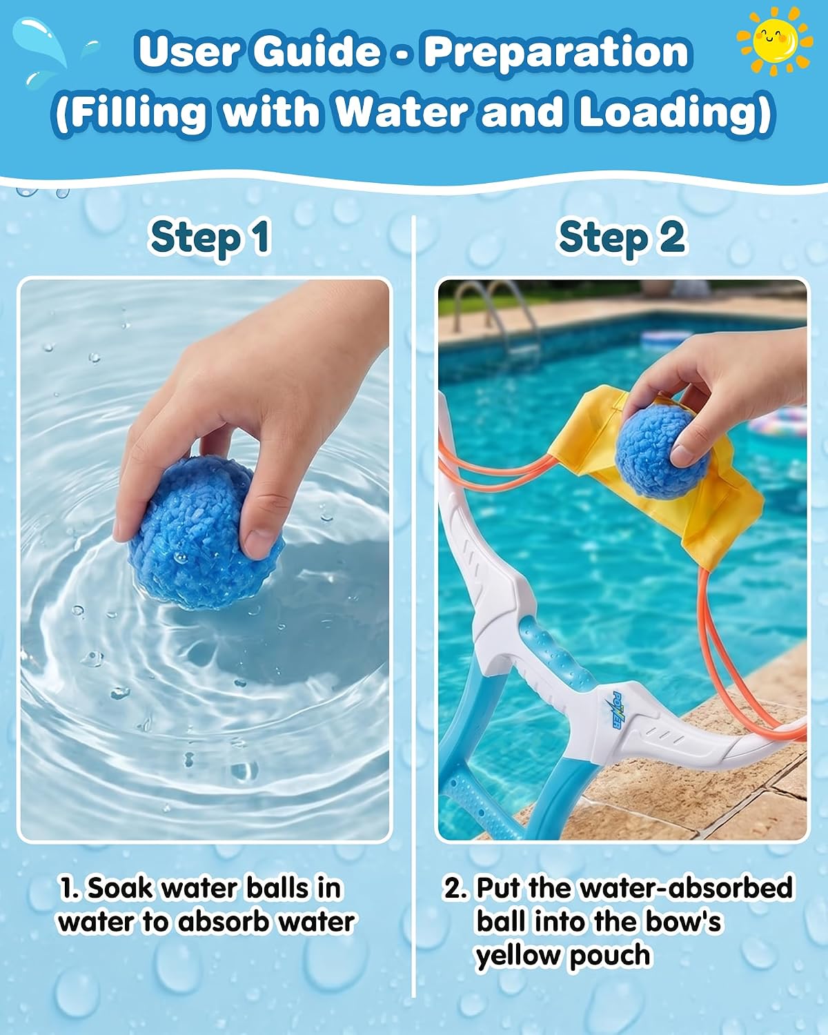 Black Reusable Water Balloons Set 12 Count | Soft cotton 2.36in balls, with 1 bow launcher and mesh bag, for summer pool, beach, backyard