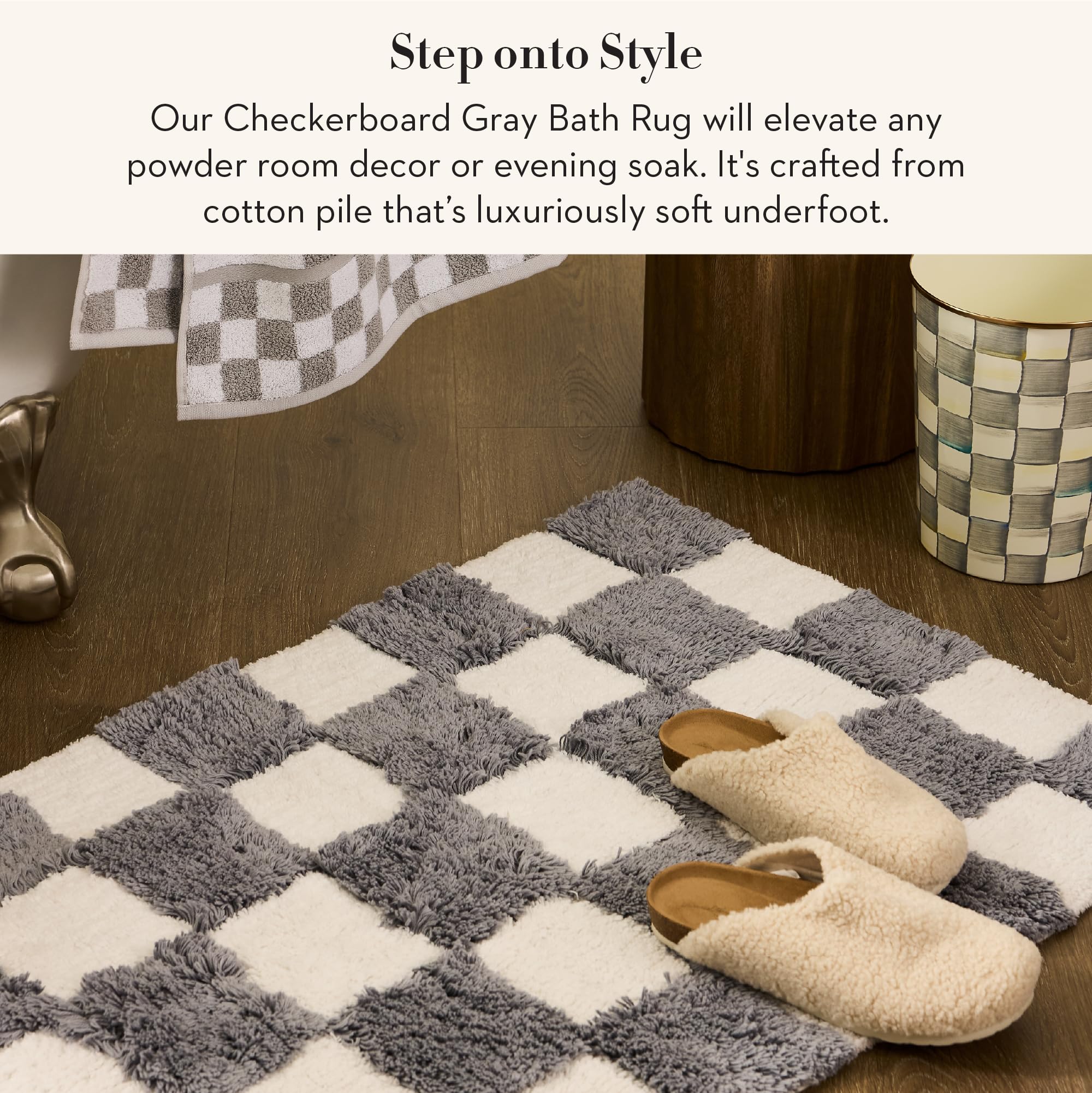 Amazon.com: MACKENZIE-CHILDS Checkerboard Bath Rug, Washable Bath