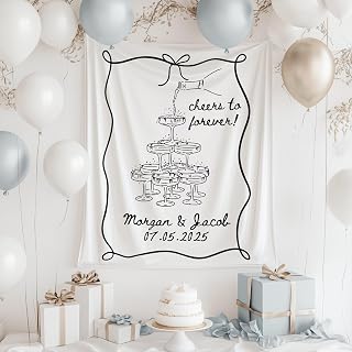 Cheers to Forever Banner A Toast to Forever Sign Champagne Tower Sign Engagement Party Decor A Toast To Forever Bachelorette Tapestry