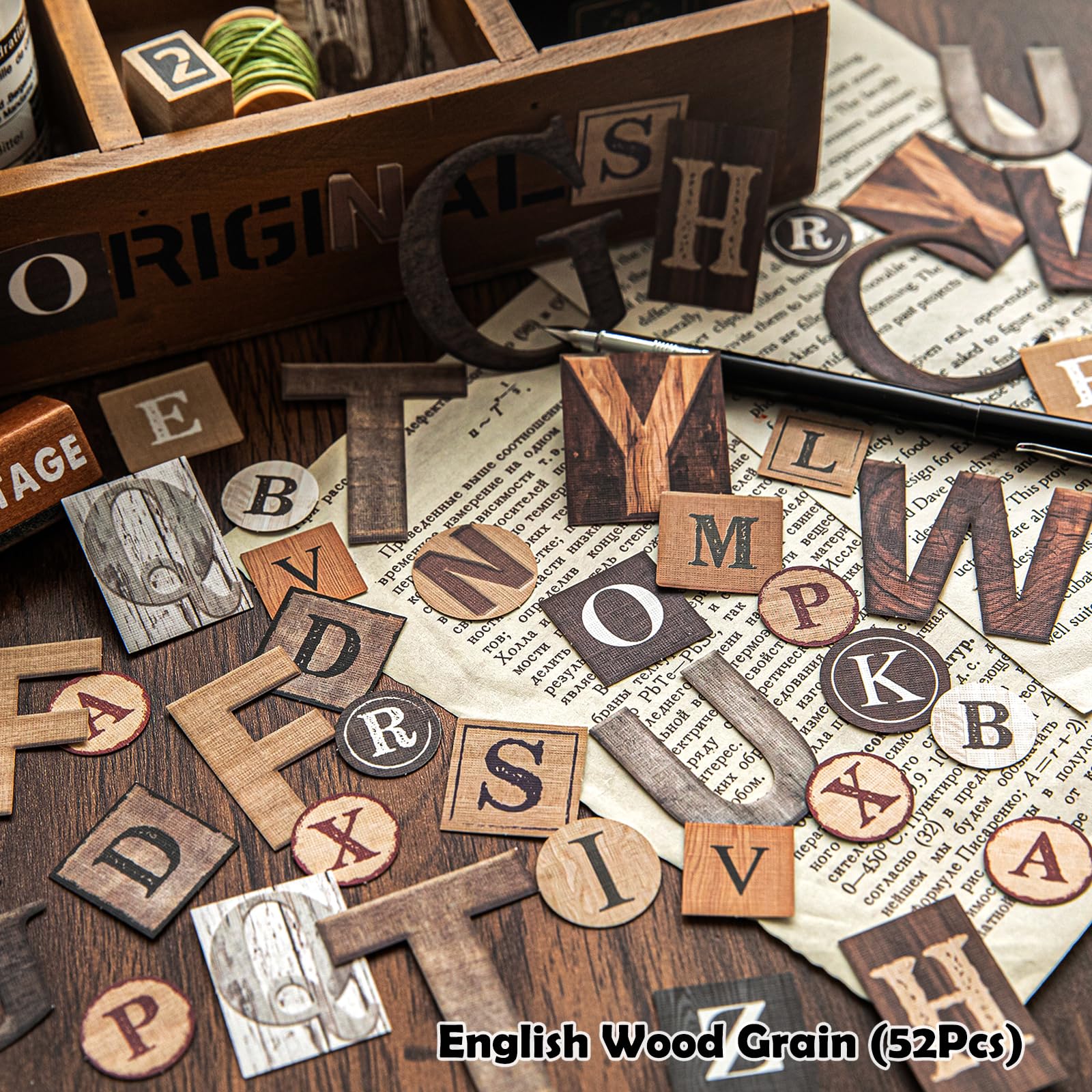 312 szt. naklejek z literami alfabetu do scrapbookingu, 6 motywów, lniane, teksturowane, estetyczne naklejki dla dorosłych, urocze naklejki do scrapbookingu, artykuły do dziennika, pamiętnika