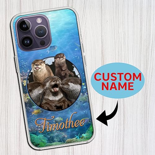 Miniatura 2 de Funda protectora transparente personalizada con tu nombre para amantes de la nutria, compatible con iPhone 15, 14, 13, 12, 11, X, XS, Xr, 8, 7, 6s,