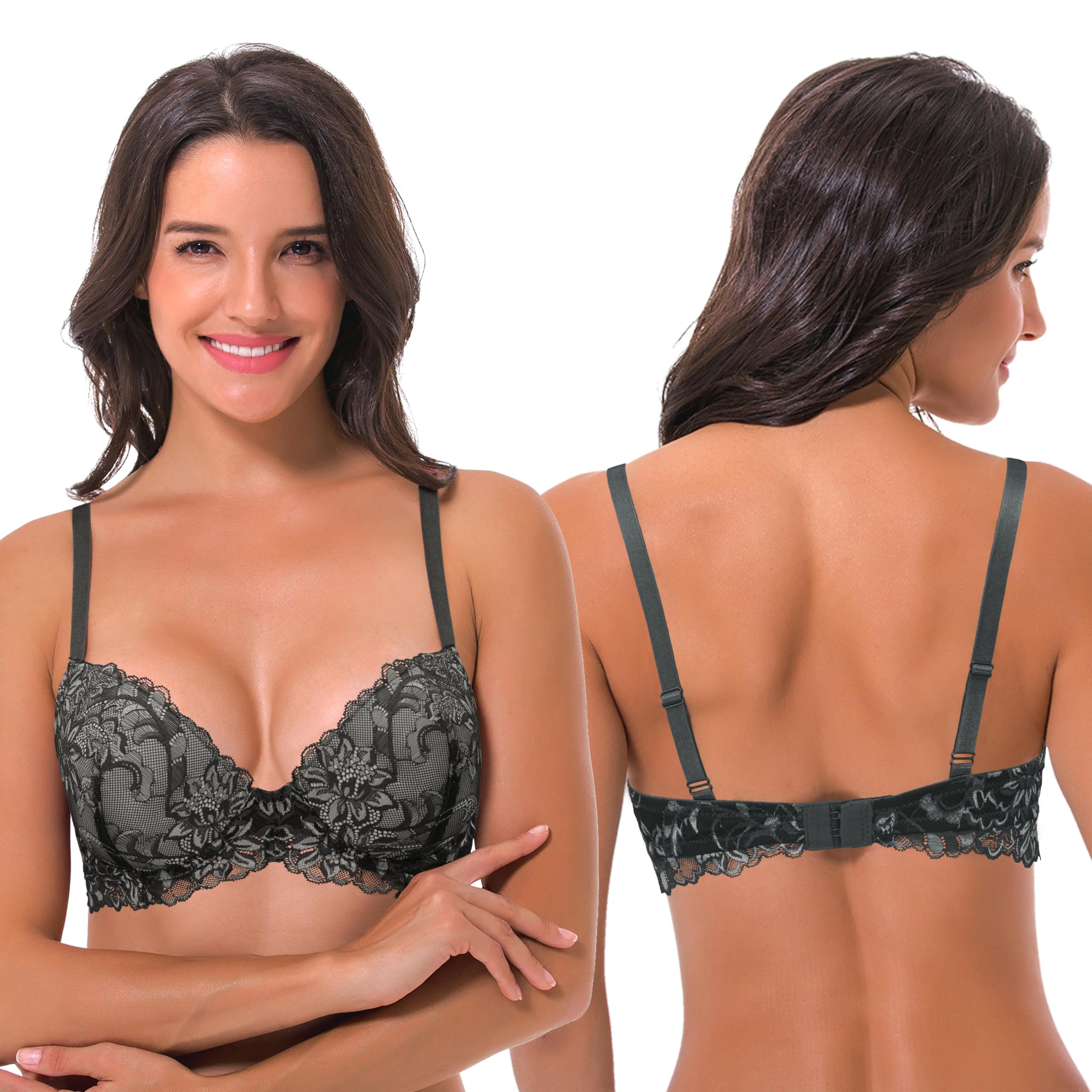 Curve Muse con Aros, Sujetadores con +1,5 Taza-x2 | Push Up, Media copa, Acolchado, Balconette, Transpirable, Copa moldeada