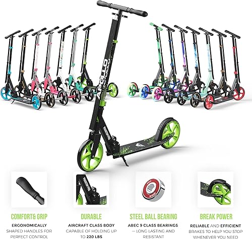 Miniatura 8 de APOLLO Patín plegable para adultos, adolescentes y niños a partir de 6 años con ruedas grandes (XXL), scooters plegables con opciones de rueda de