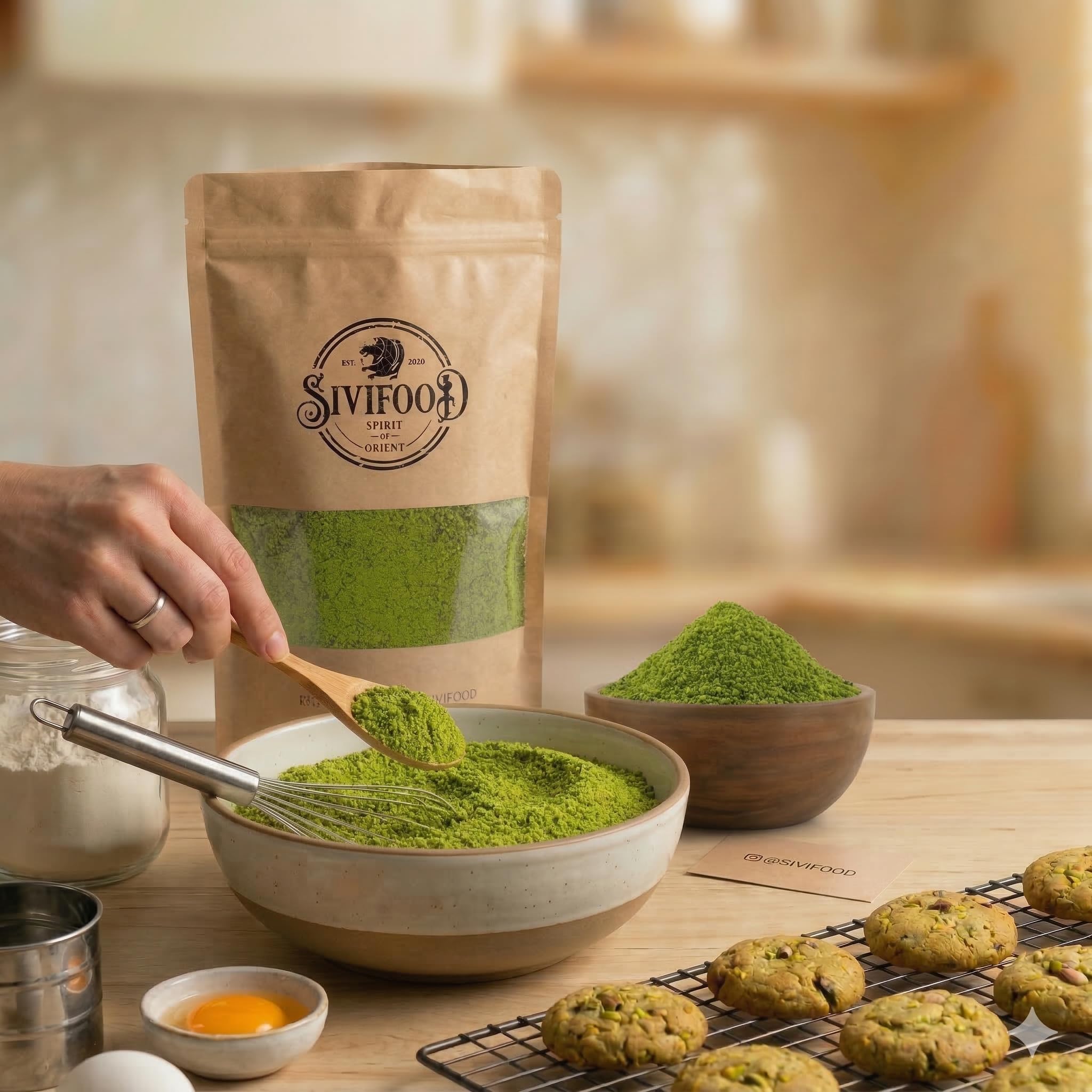 SIVIFOOD Farina di pistacchio 250g – Pistacchi verdi naturali macinati, non salati e non tostati – Qualità premium per dolci, pasticceria, gelato e cucina gourmet – Senza additivi