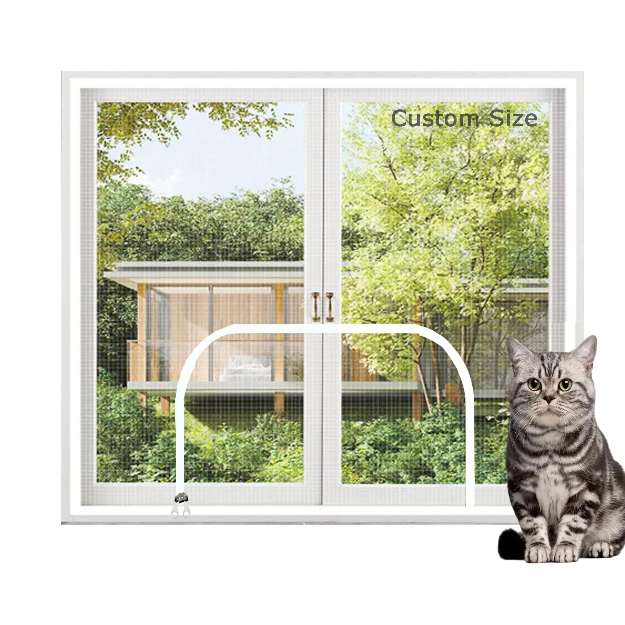 Hruile White Sticky Tape, White Mesh Custom Size Fly Screen Window, Fly Bug Insect-Proof Window Net, Removable Anti-Mosquito Screen, Durable Pet Protection Mesh, Self-Adhesive Netting With Tapes