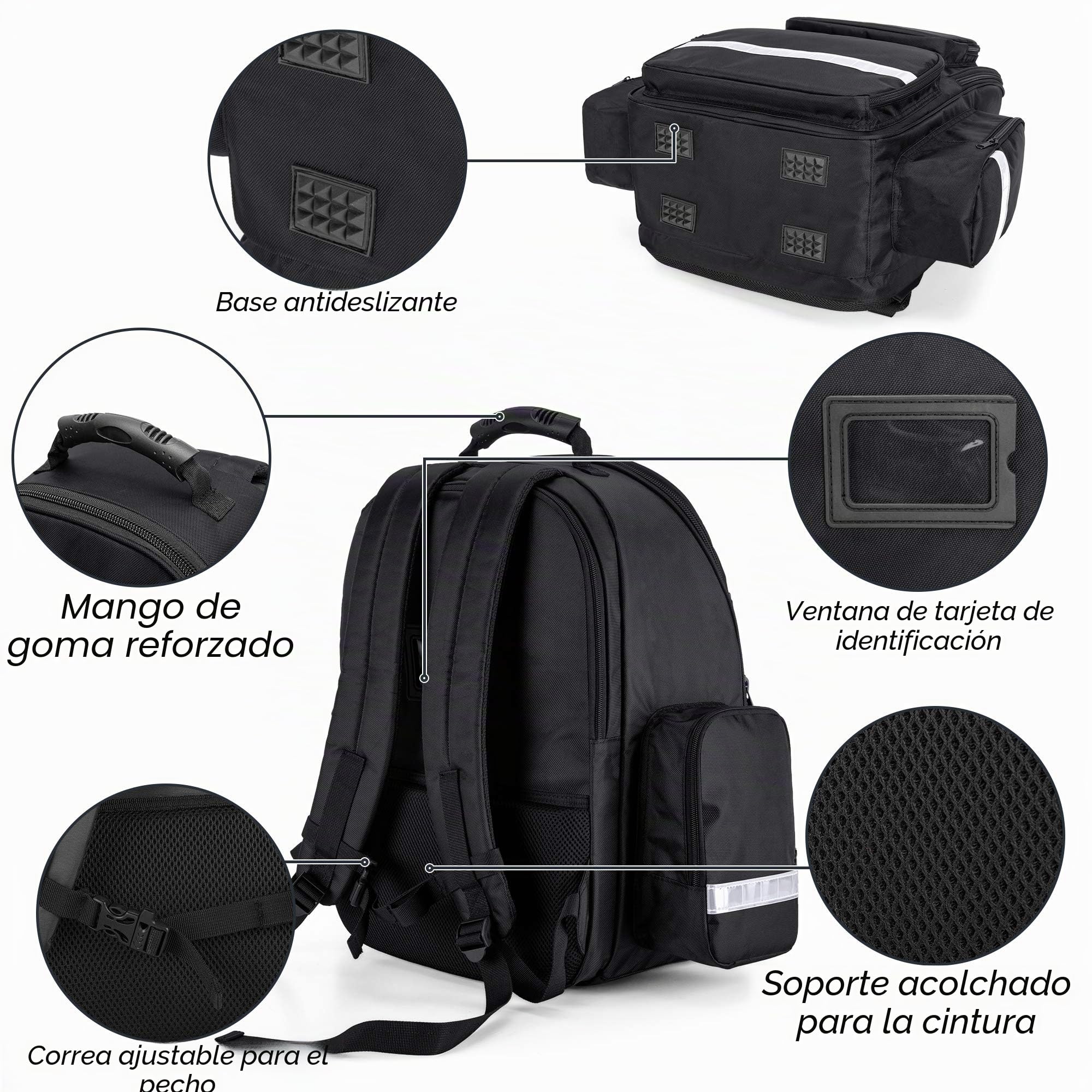 Trunab Bolsa de primeros auxilios Mochila de trauma vacía, Kits de emergencia médica Paquete de bolsa de salto para EMT, EMS, policía, bomberos, oficiales de seguridad