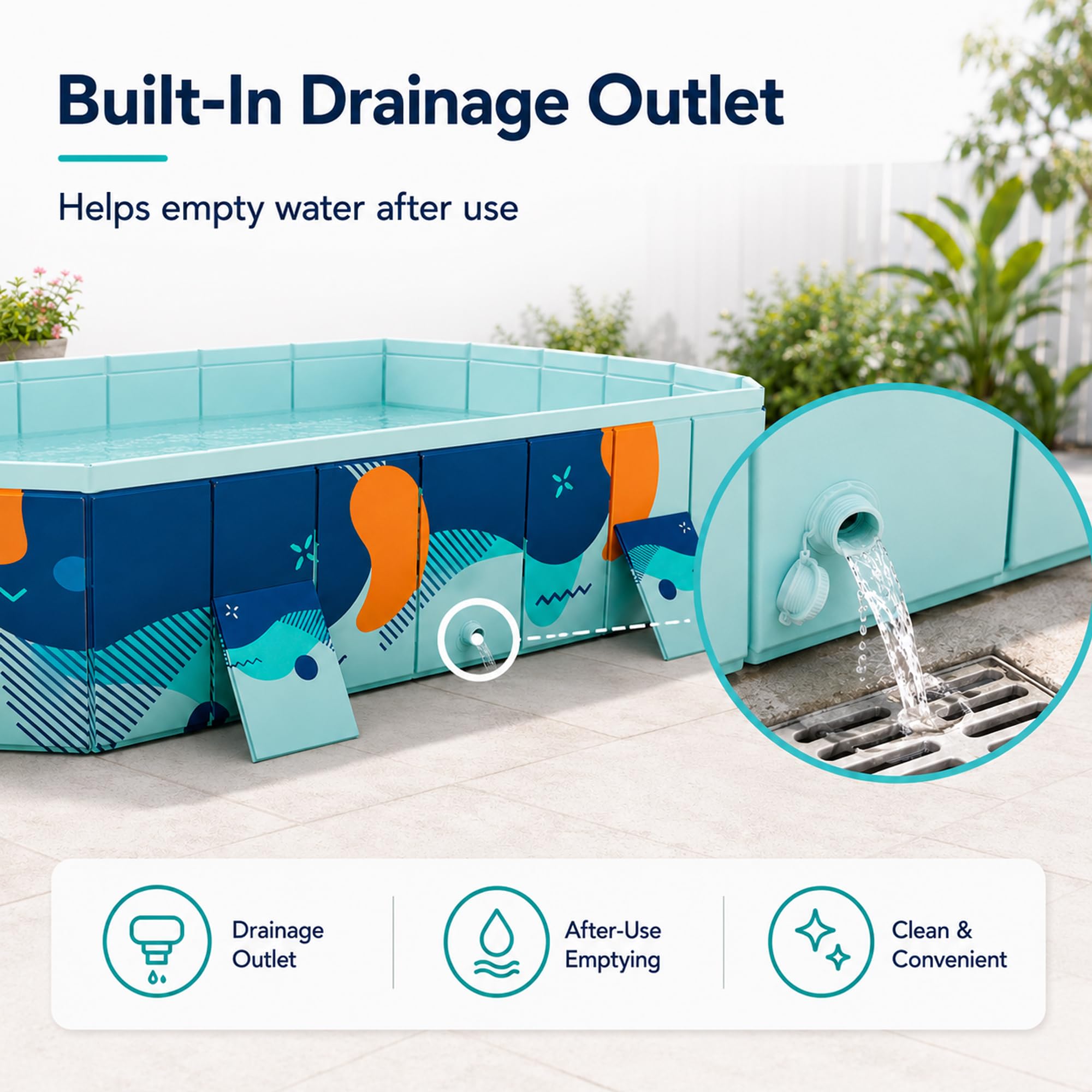 Piscina plegable de plástico duro para adultos, baño portátil no inflable para el jardín trasero, juguete de agua durable del PVC para la diversión al aire libre de la familia, fácil drenaje y almacen