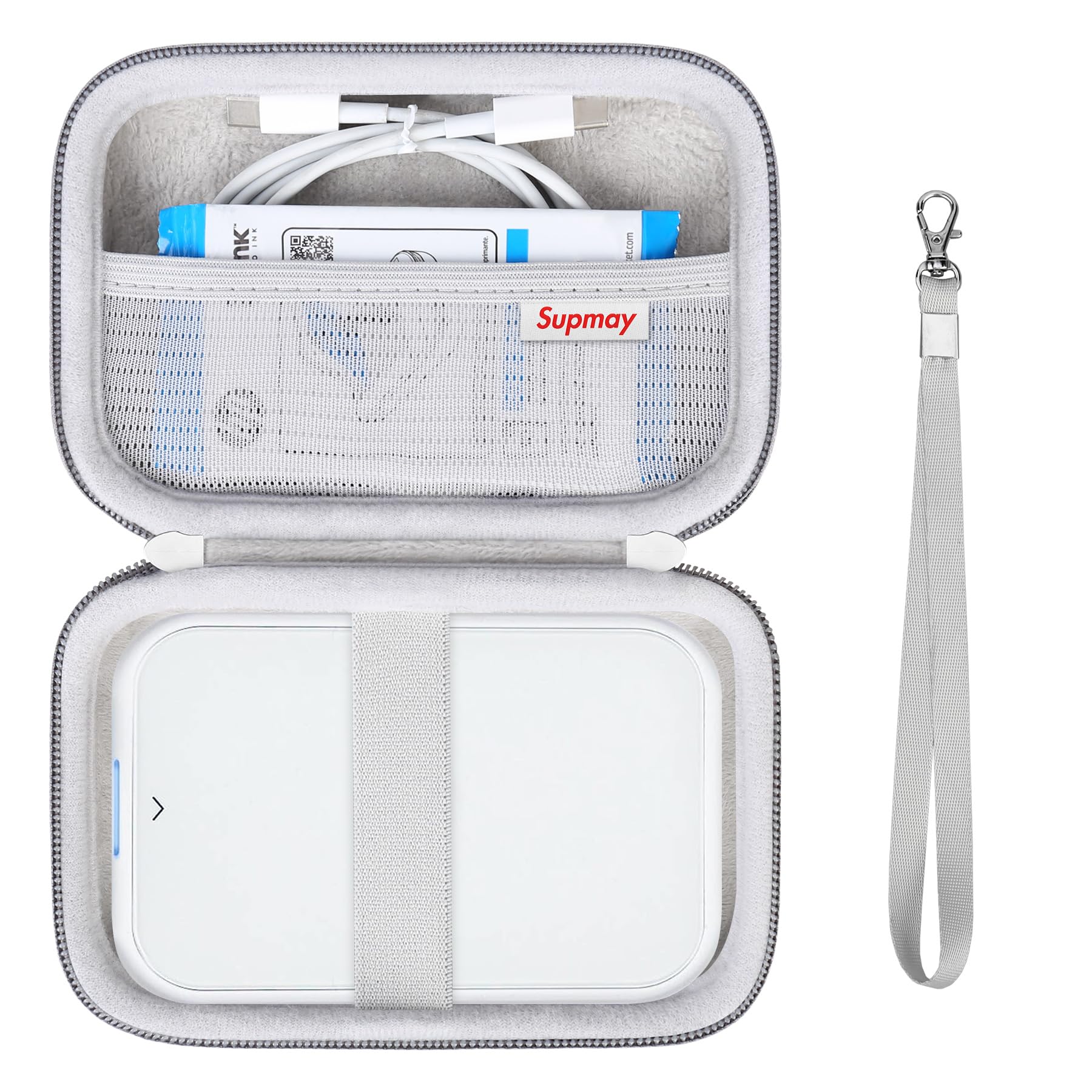 Hard Carrying Case Compatible with Canon Ivy 2 Mini Photo Printer, Wireless Bluetooth Portable Smartphone Printer, Mesh Pocket for USB Cable, Zink Photo Paper, Grey-image-9