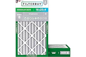 Filterbuy 16x25x4 MERV 8 Dust Defense Pleated AC Furnace Air Filter