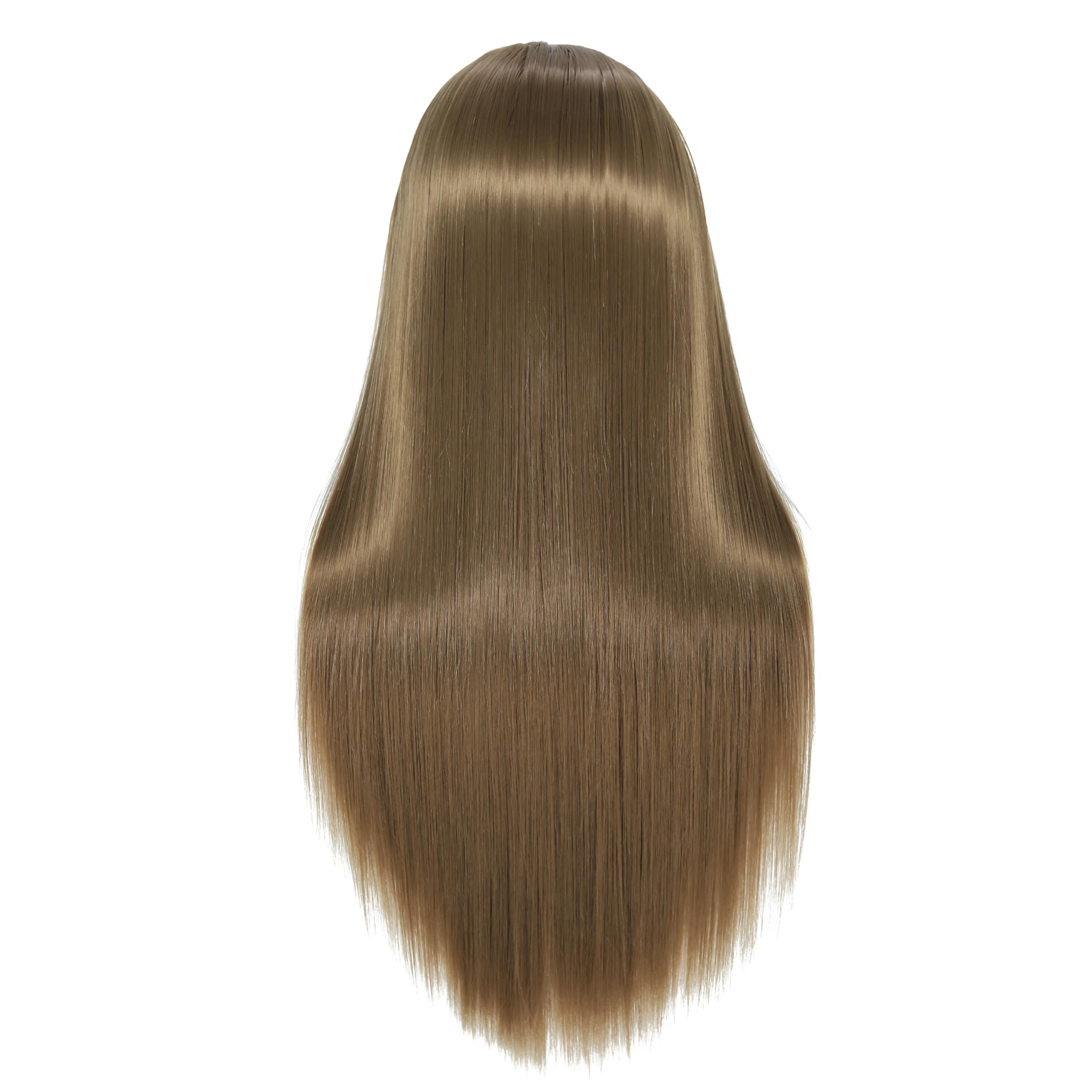 Cabeza de entrenamiento, 26-28" 100% fibra sintética pelo largo peluquería cosmetología cabeza de maniquí para la práctica de peinado con pinza libre juego de trenzado (18)
