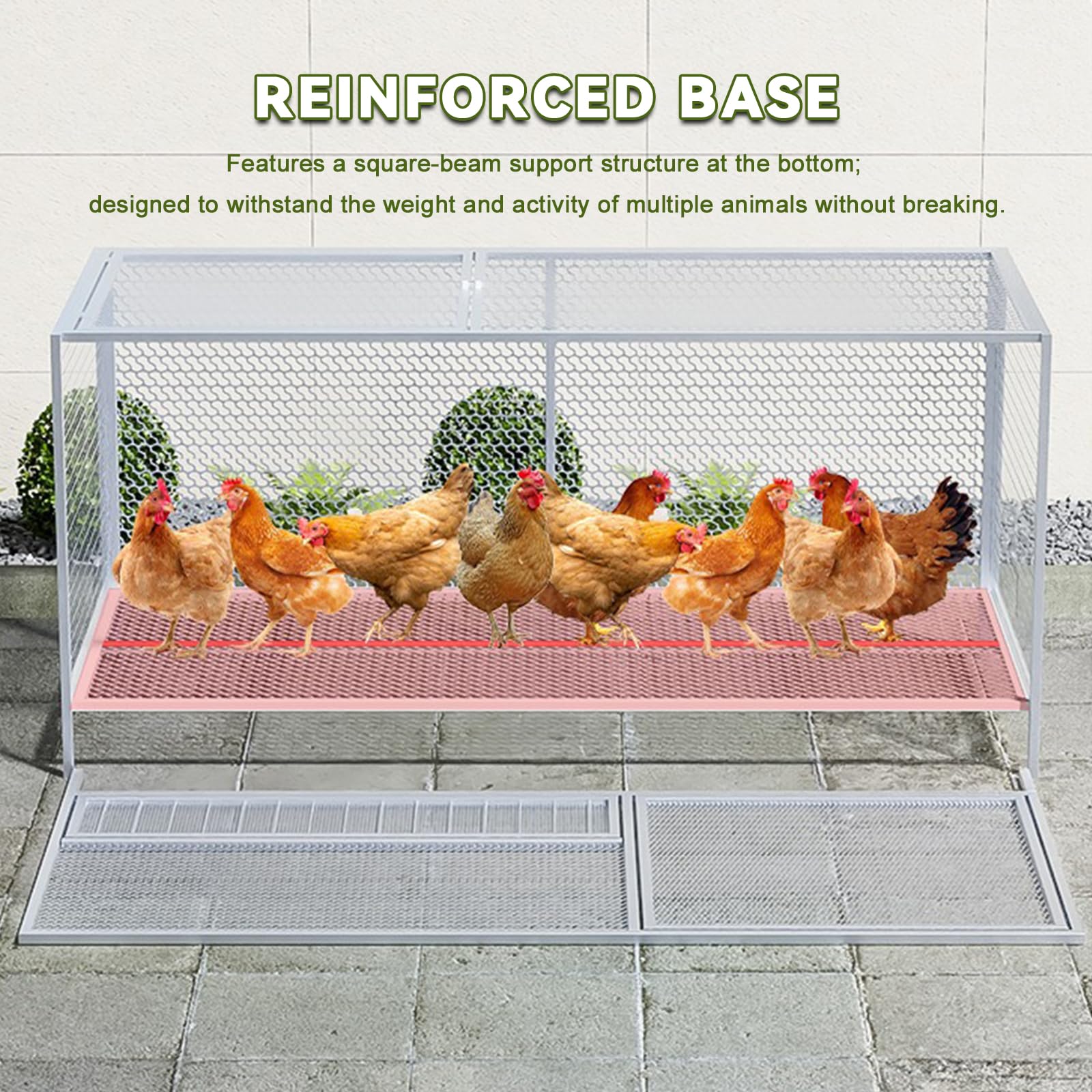 Gallinero Exterior De Metal para Jardín, con Puerta con Cerradura Y Recinto Cercado para 1 A 20 Gallinas; Fácil Montaje. Jaula Exterior para Aves De Corral, Patos Y con Natural Finish 102 x 60 x 66cm