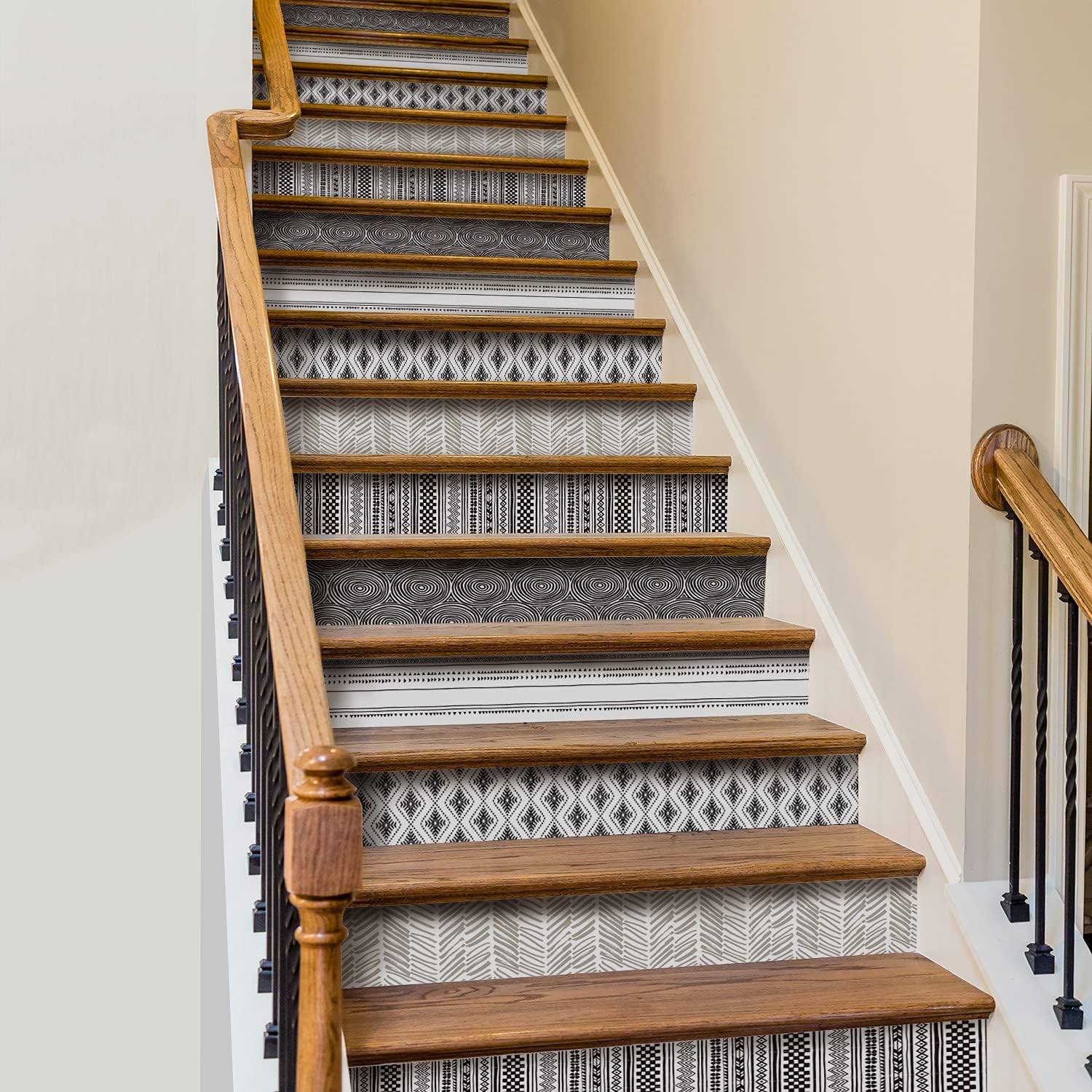 artfanke 13Pcs Vintage Wood Grain Stair Stickers Peel and