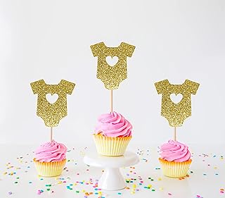 12 x Gold Babygrow Cupcake Toppers | Babyshower Cupcake Toppers | It's a Girl Cupcake Toppers | Gender Reveal