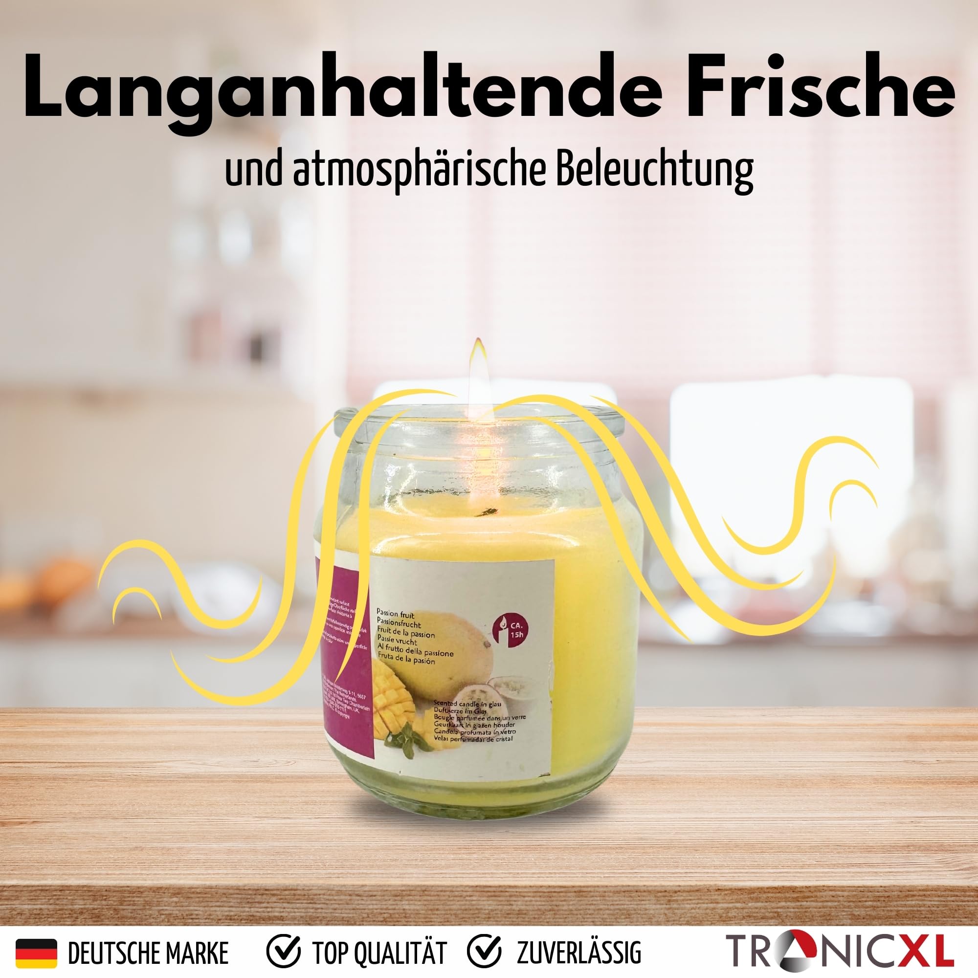 TronicXL 12 Stück Duftkerzen im Bonbonglas Duftkerze im Glas Set Brenndauer 15 Stunden Vintage Retro Deko
