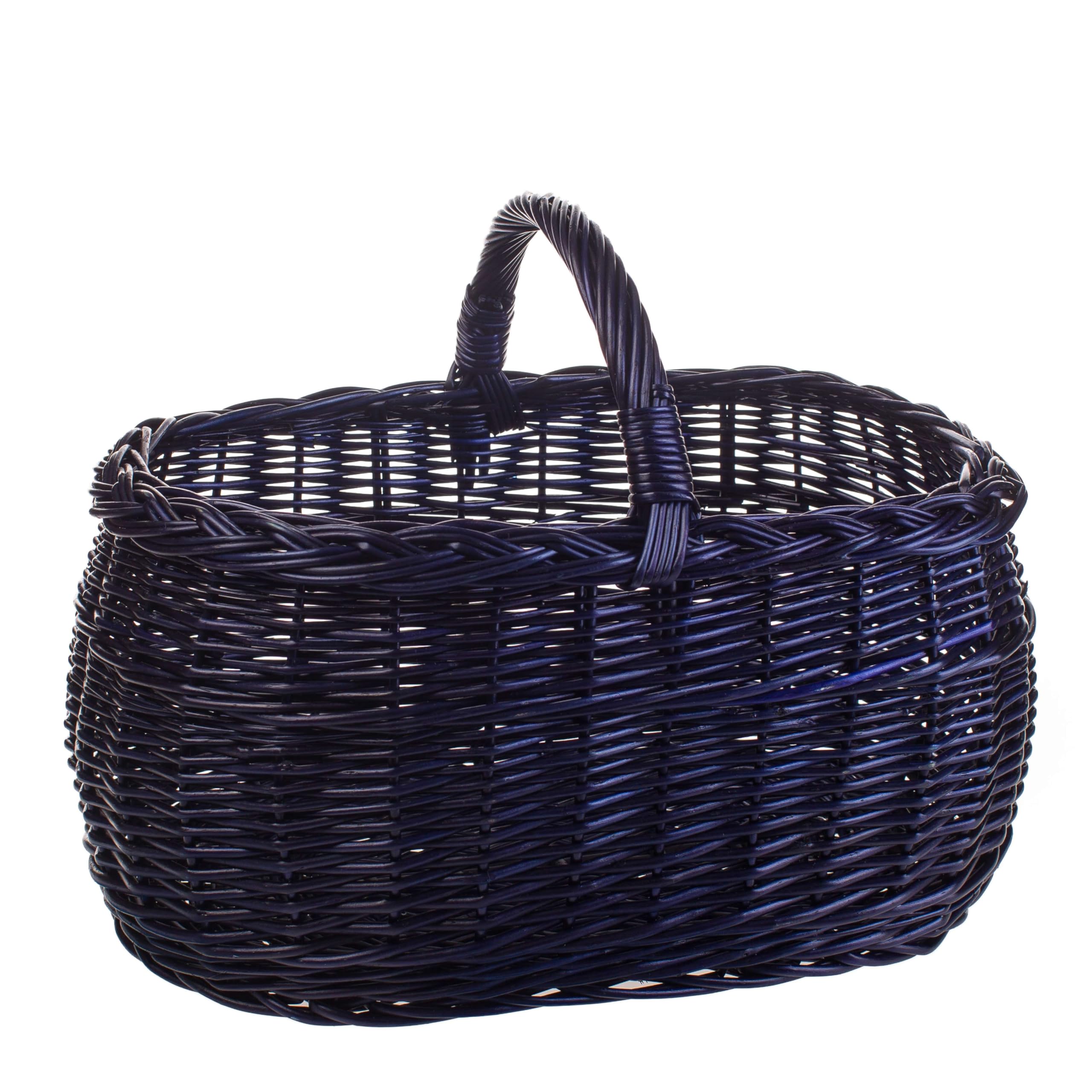 Kosz z uszami, plecionka wiklinowa, na zakupy, w kolorze naturalnym lub w 3 różnych kolorach, lakierowany, pojemny i wygodny, kosz na zakupy, kosz prezentowy, 45 x 30 x 35 cm