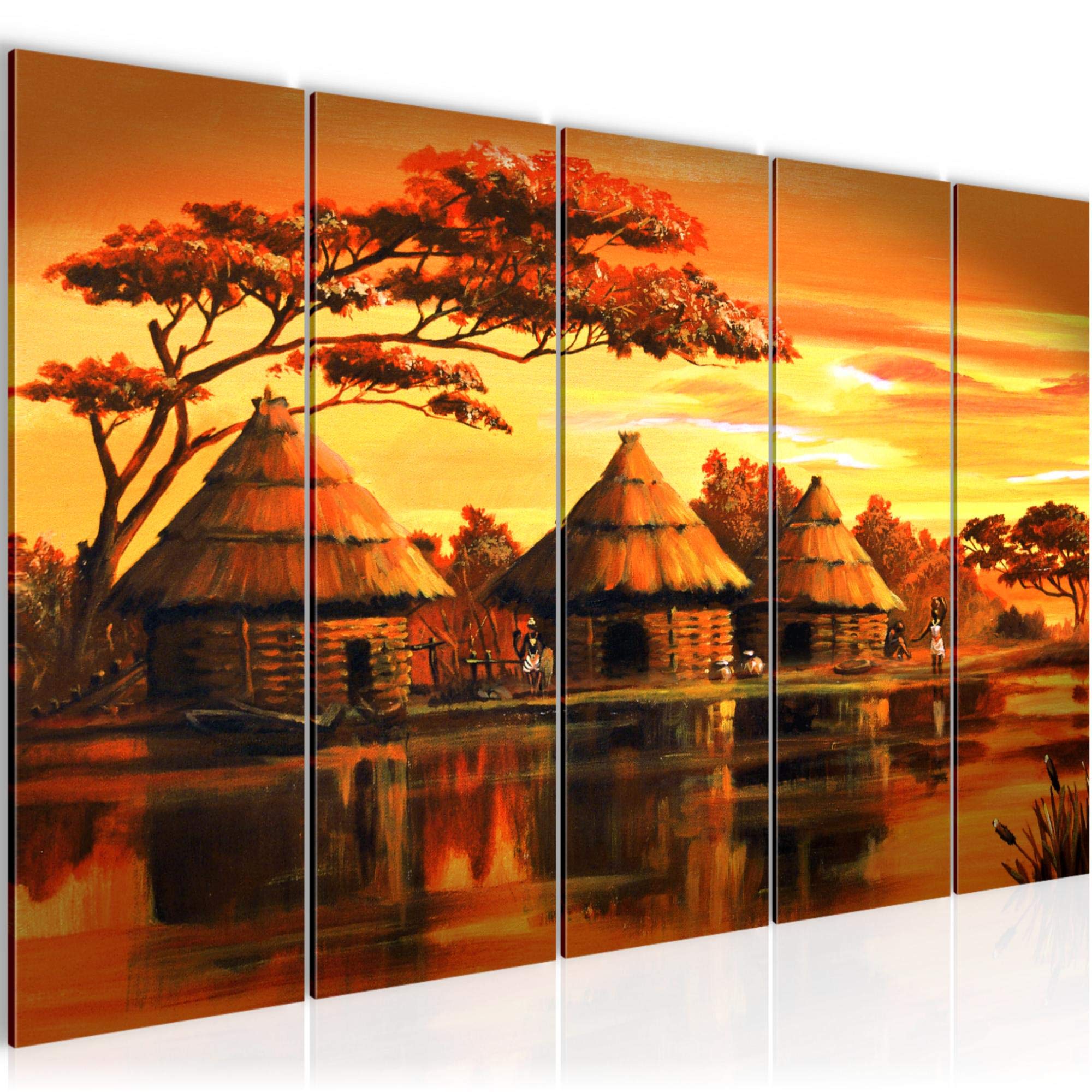 Tableau mural XXL Afrique Massai peinture imprimée de haute qualité en 5 panneaux