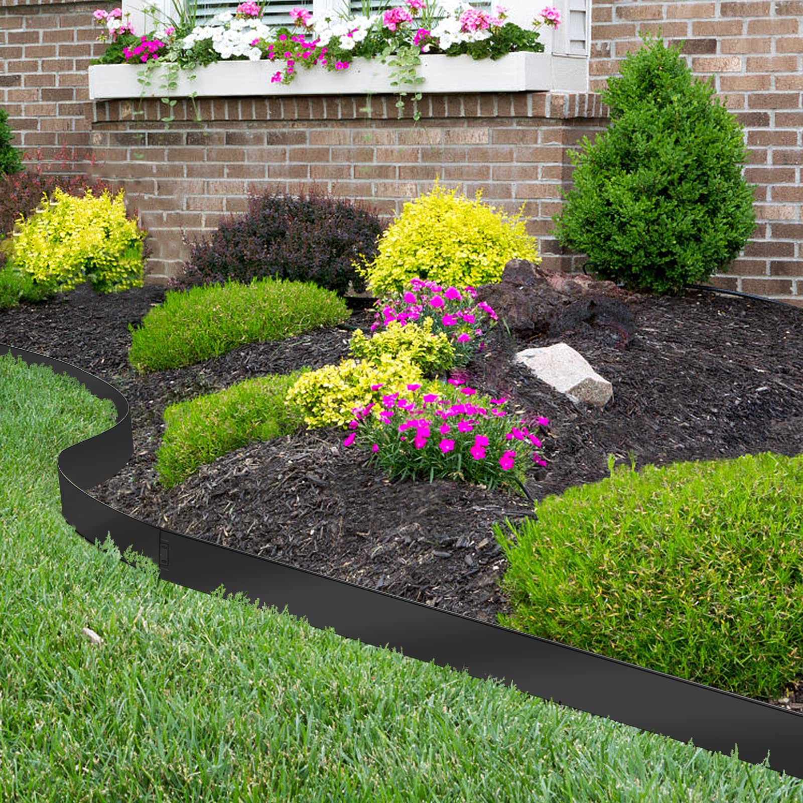 35 m 35 piezas de 100 x 15 cm de metal galvanizado ajustable para jardín, borde afilado y flexible para lacaping flores y camas veterinarias, divisor Ln negro